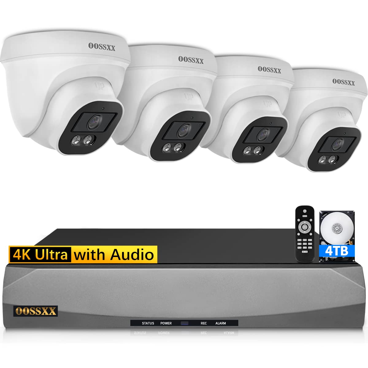 Oossxx (4K/8.0 Megapixel & 130� Ultra Wide Angle) With Audio Poe Dome Outdoor Home Security Camera System, Wired Outdoor Surveillance Ip Cameras System