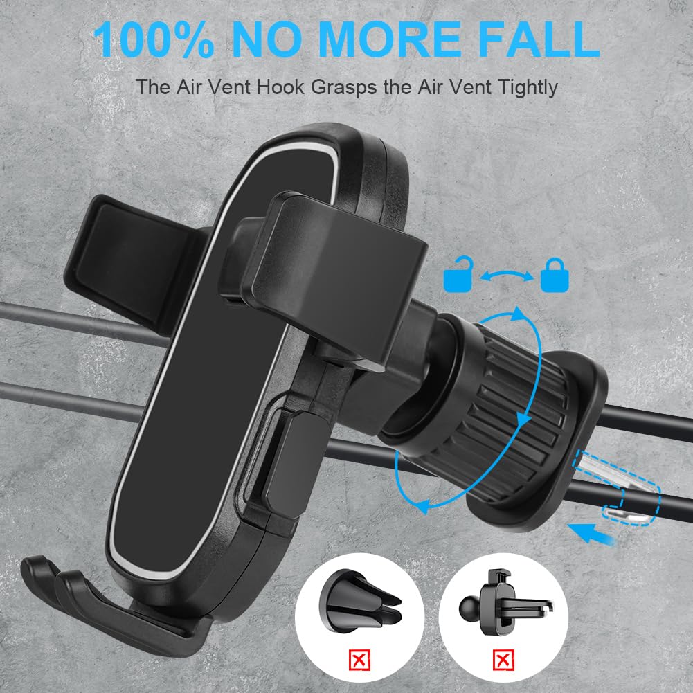 Axfee Phone Mount For Car Vent, Phone Holder For Car, Phone Holder Upgrade Clip Never Fall, Phone Stand For Car, Air Vent Clip C