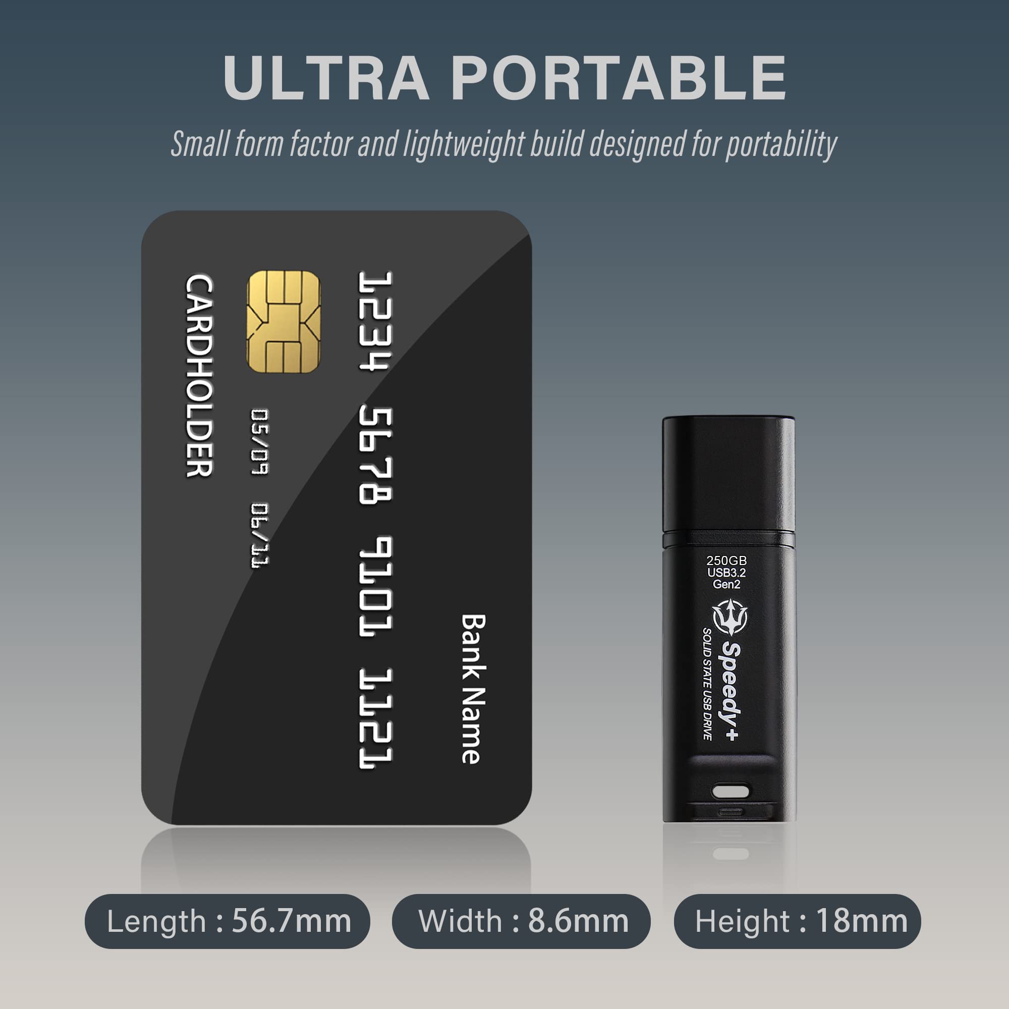 Tridenite External Ssd 250Gb Portable Solid State Usb Drive, Usb 3.2 Gen2 Uasp Superspeed+. Optimal Speeds Up To 600Mb/S Read, 2