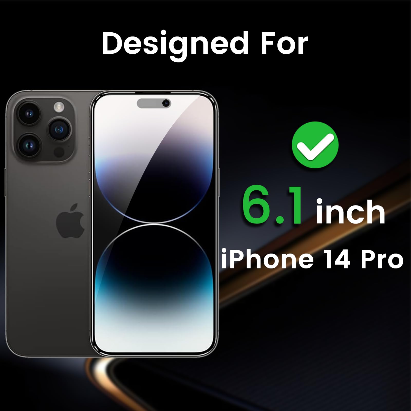 Nbiefuny 3 Pack Privacy Screen Protector For Iphone 14 Pro 6.1 Inch With 3 Pack Camera Lens Protector, Anti Spy Tempered Glass F