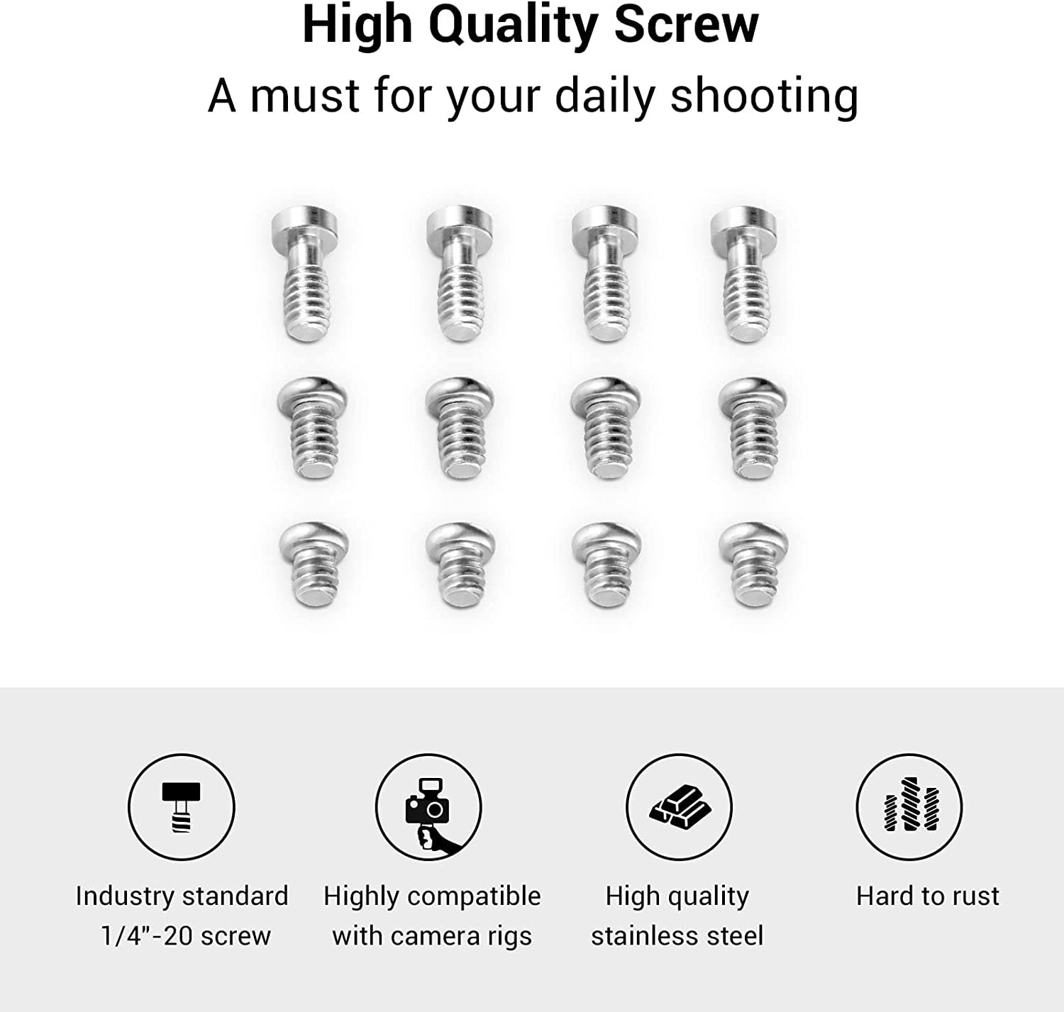 Smallrig Allen Wrench Screw 1/4'' Screws Accessories Tool (12Pcs/Pack)   1713