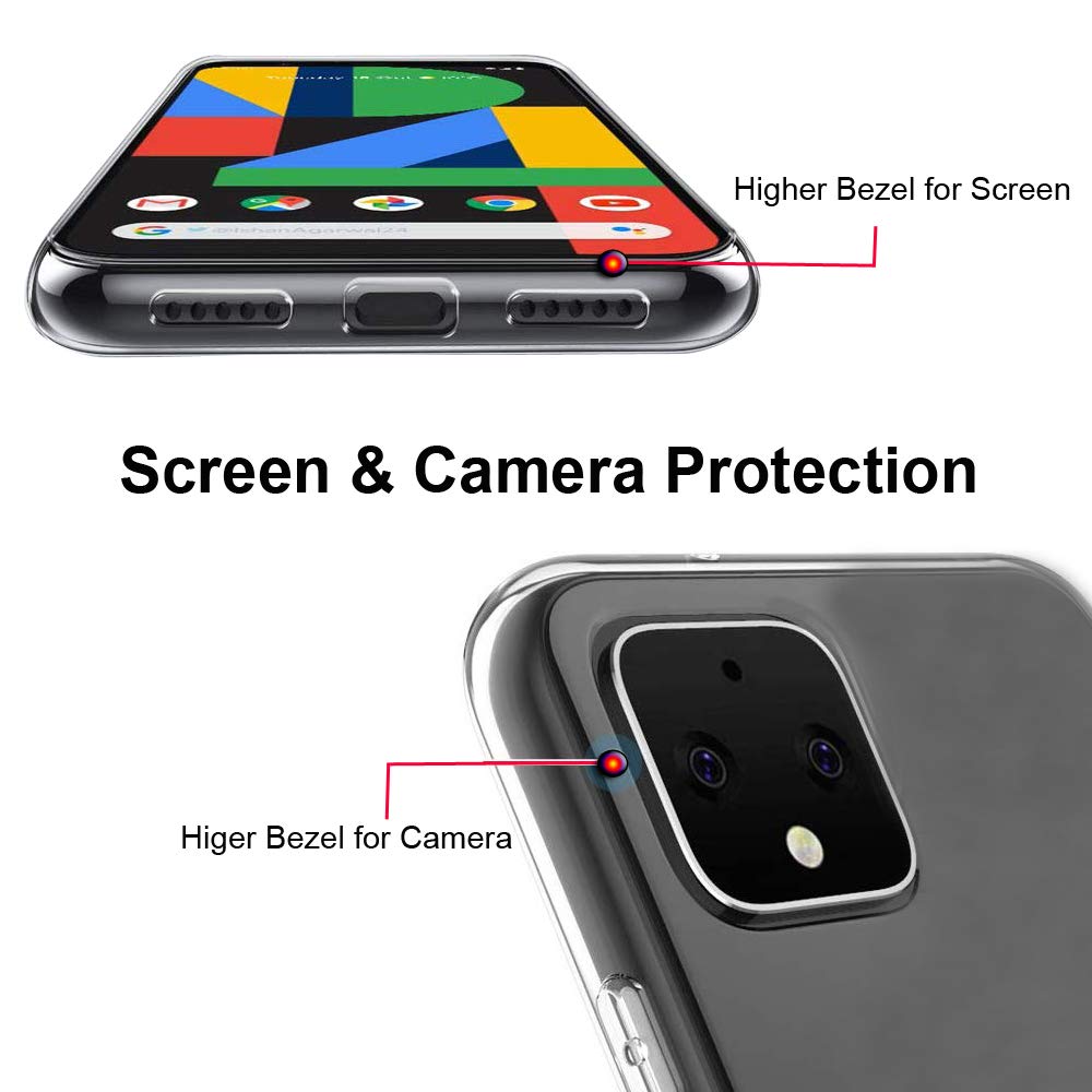 Unov Pixel 4 Case Clear With Design Soft Tpu Shock Absorption Slim Embossed Floral Pattern Protective Back Cover For Pixel 4 (5.