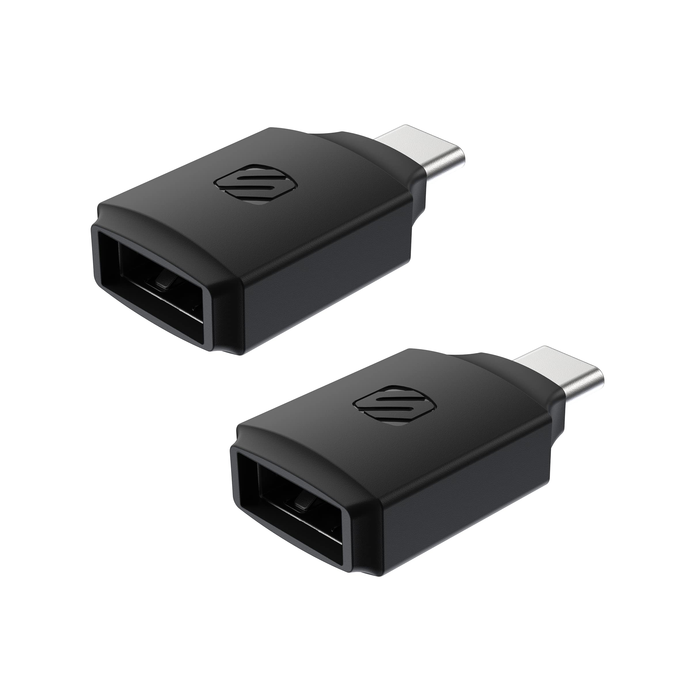 Scosche CAA2PK SP Strikeline USB Type A to USB Type C Adapter 2 Pack � Black