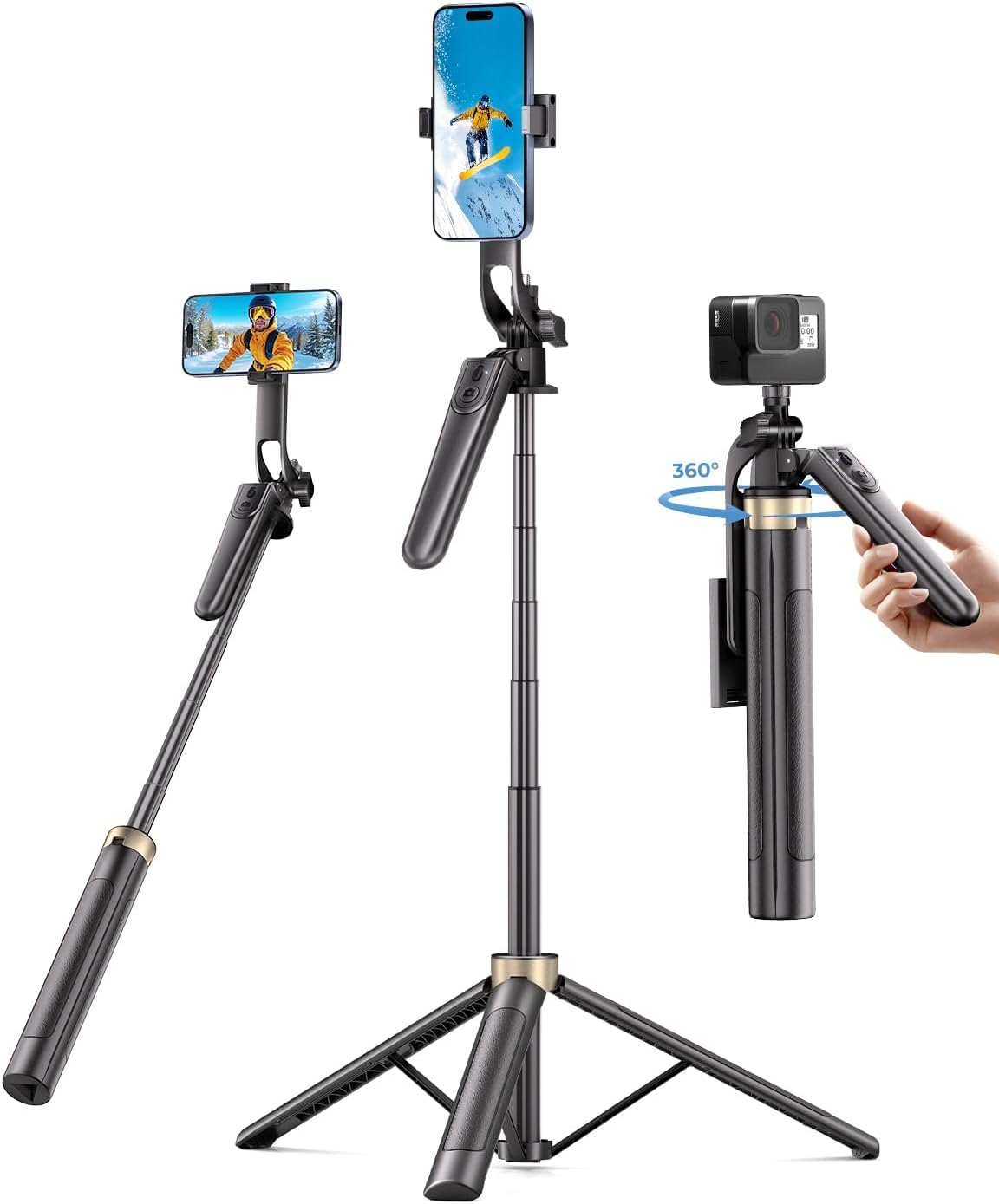 72 Phone Tripod, Tripod for iPhone with Wireless Remote Control, Portable Selfie Stick for iPhone, Live Streaming, Video Recordi