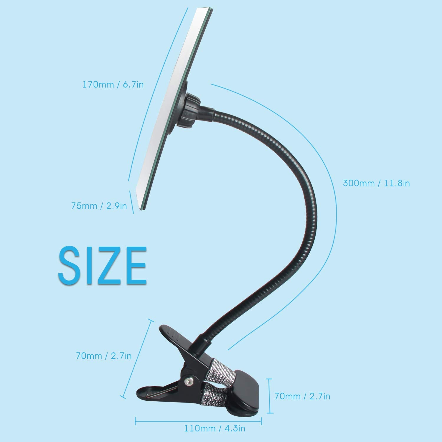 CQNET Clip On Convex Mirror for Office Safety, 6.7"x2.9", Adjustable, Unframed Metal Design