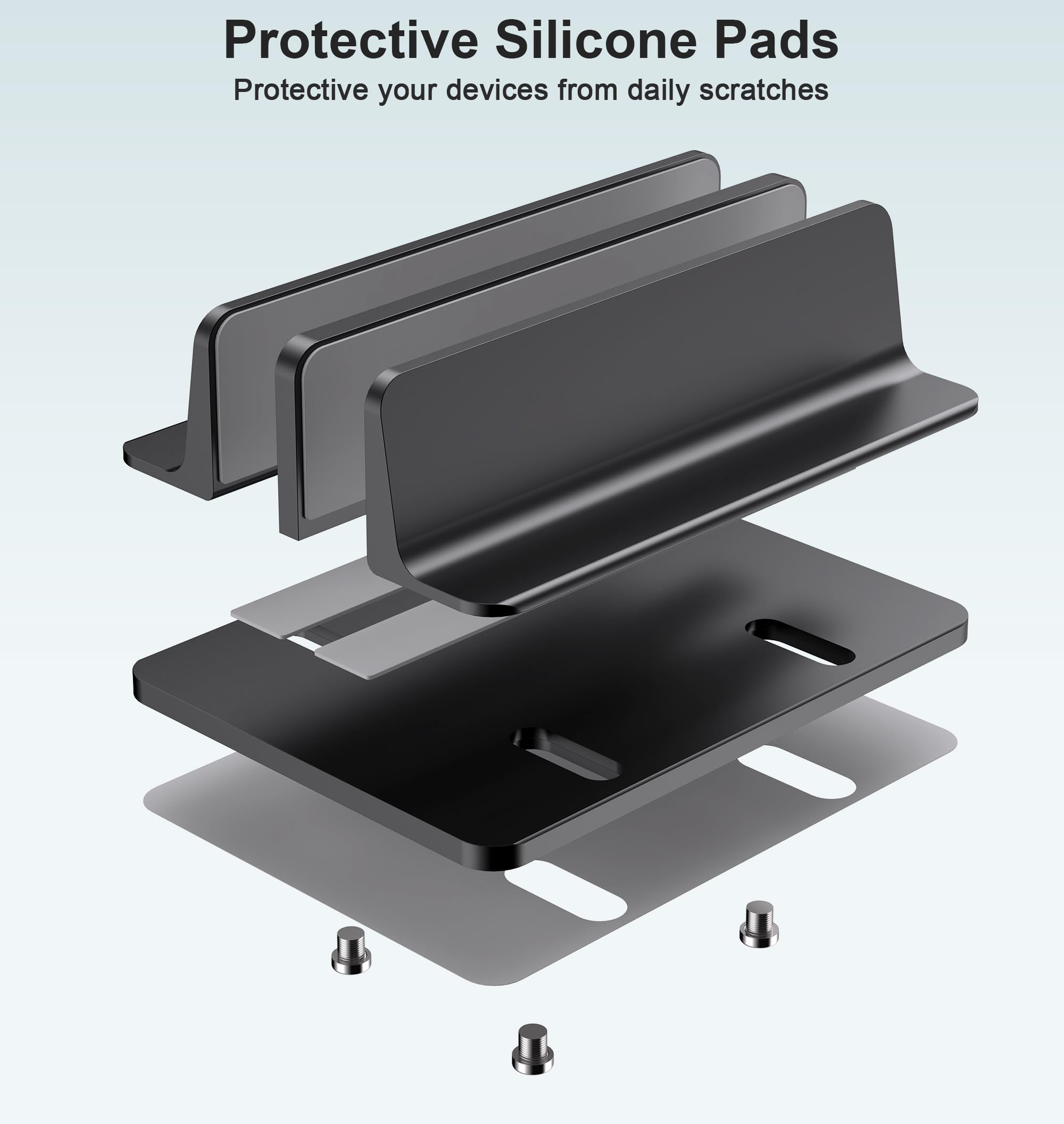 Bull Tech Vertical Laptop Stand, Adjustable 2 Slot Aluminum Desktop Holde(Up To 17.3 Inch), Fits All Macbook/Microsoft Surface/Hp/Dell/Chromebook/Ipad And Gaming Laptops (Black)