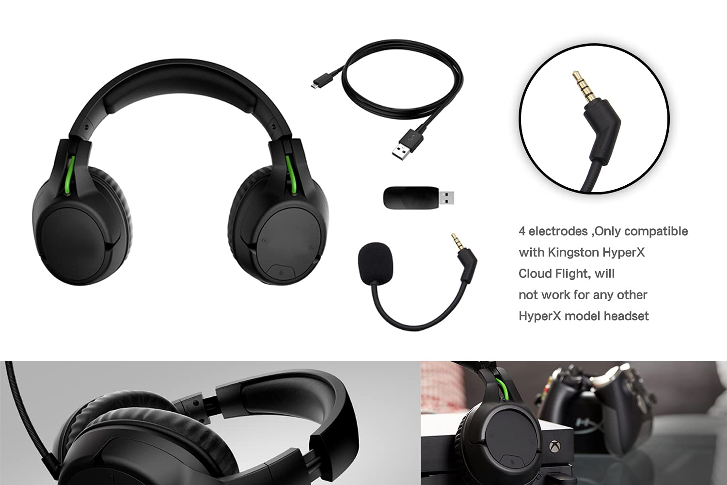 Replacement Game Mic For Kingston Hyperx Cloud Flight Flight S Gaming Headset On Ps4 Ps5 Xbox One Pc, 3.5Mm Detachable Boom Micr