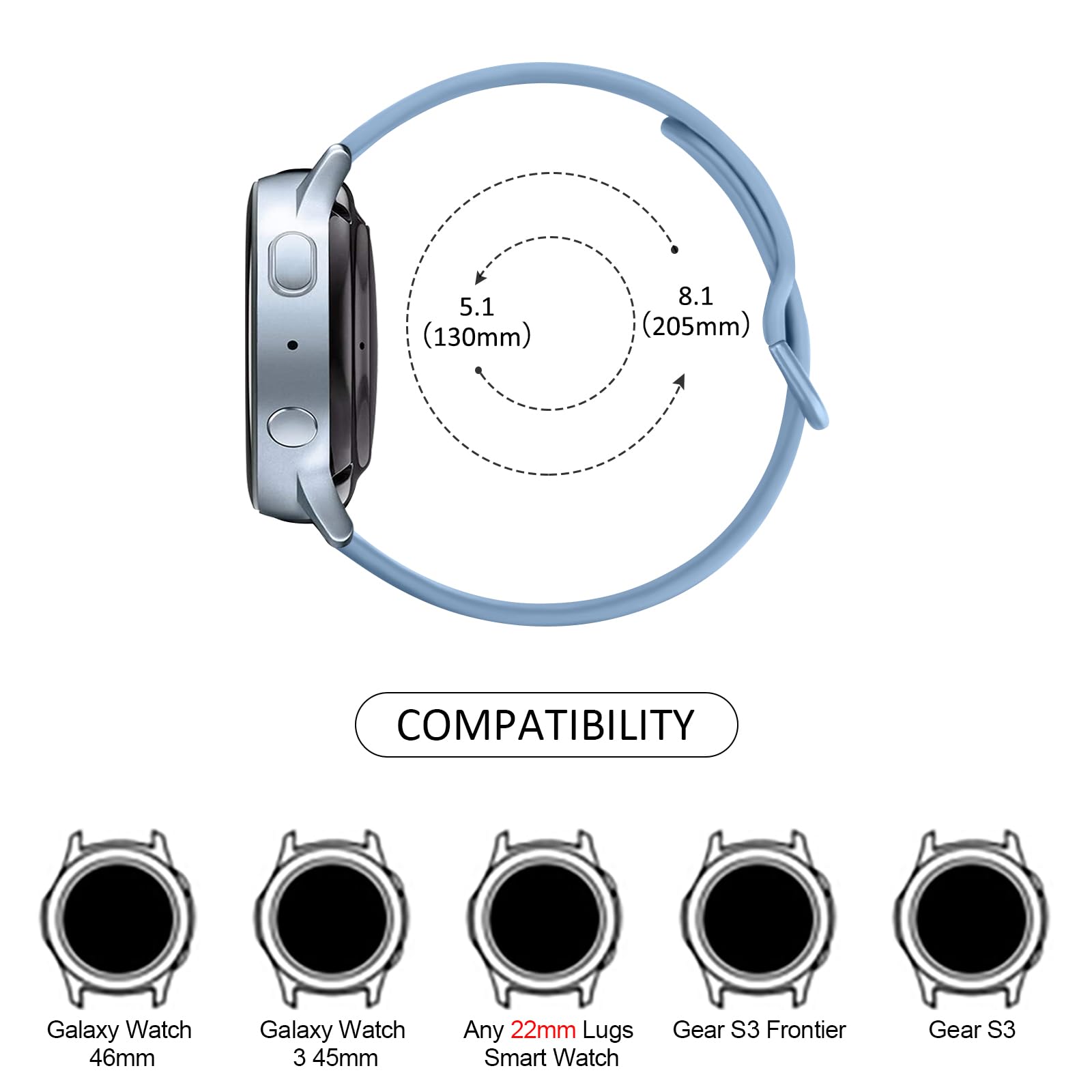 Ak For Amazfit Bip 5 Band, Amazfit Gtr 4 Bands/Gtr 3 Pro/Gtr 3/Gtr 2E/Gtr 2/Gtr 47Mm Smart Watch, 22Mm Soft Silicone Sport Strap