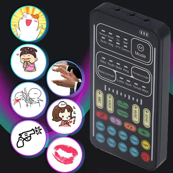 Voice Changer, Portable Mini Voice Changer Device Handheld Sound Card 8 Fixed Sound Effects Plug And Play, Gaming Recording, For