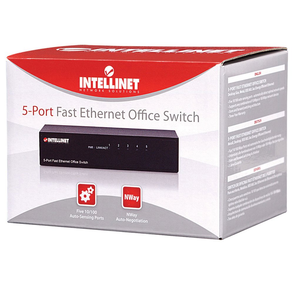 Intellinet 5 Port 10/100Mbps Fast Ethernet Office Switch (Metal) (523301)