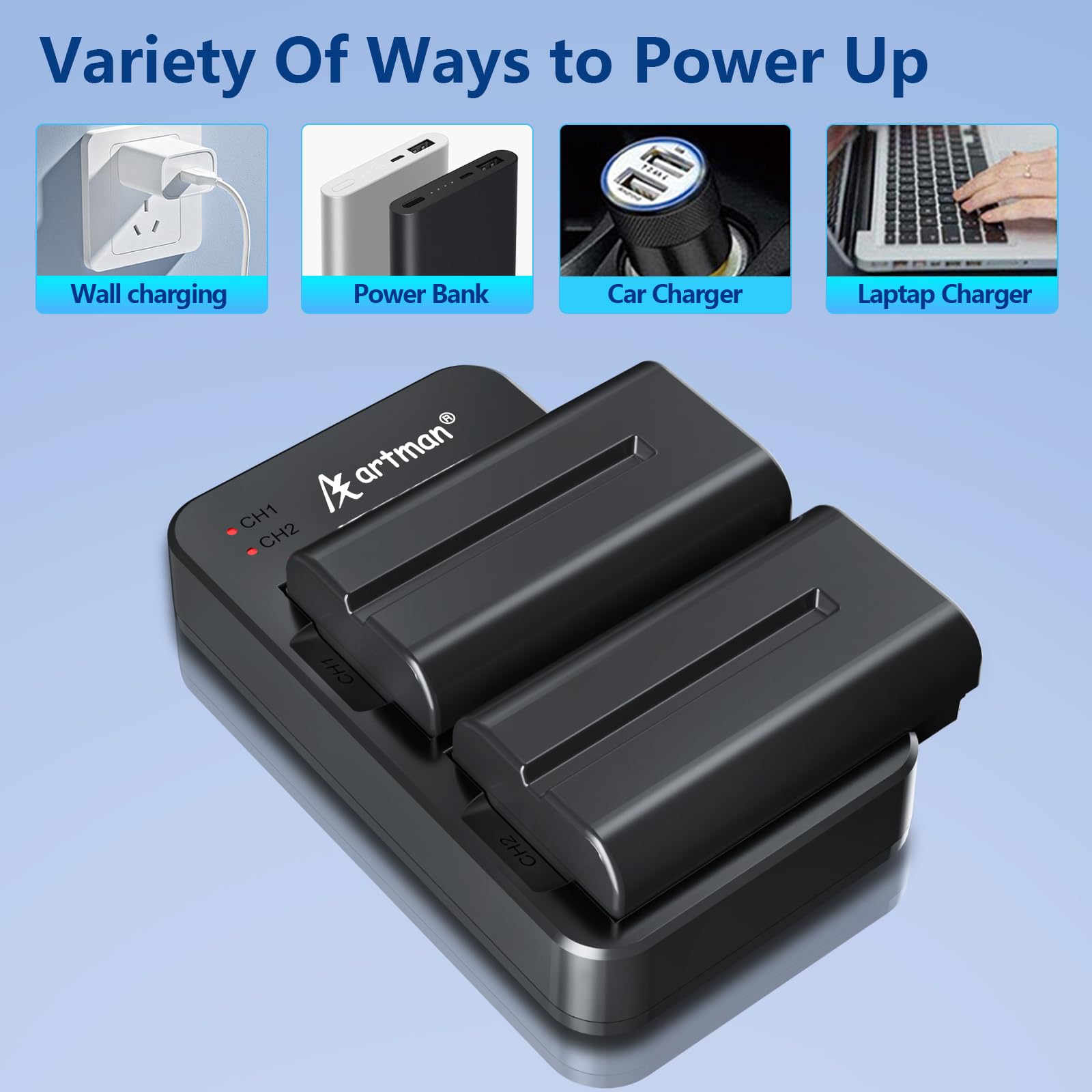 Artman Np F550 Battery And Dual Usb Charger For Sony Np F970 F750 F550 F330 F530 F570 F770 F960, Ccd Sc55, Tr516 Tr716 Tr818 Tr9