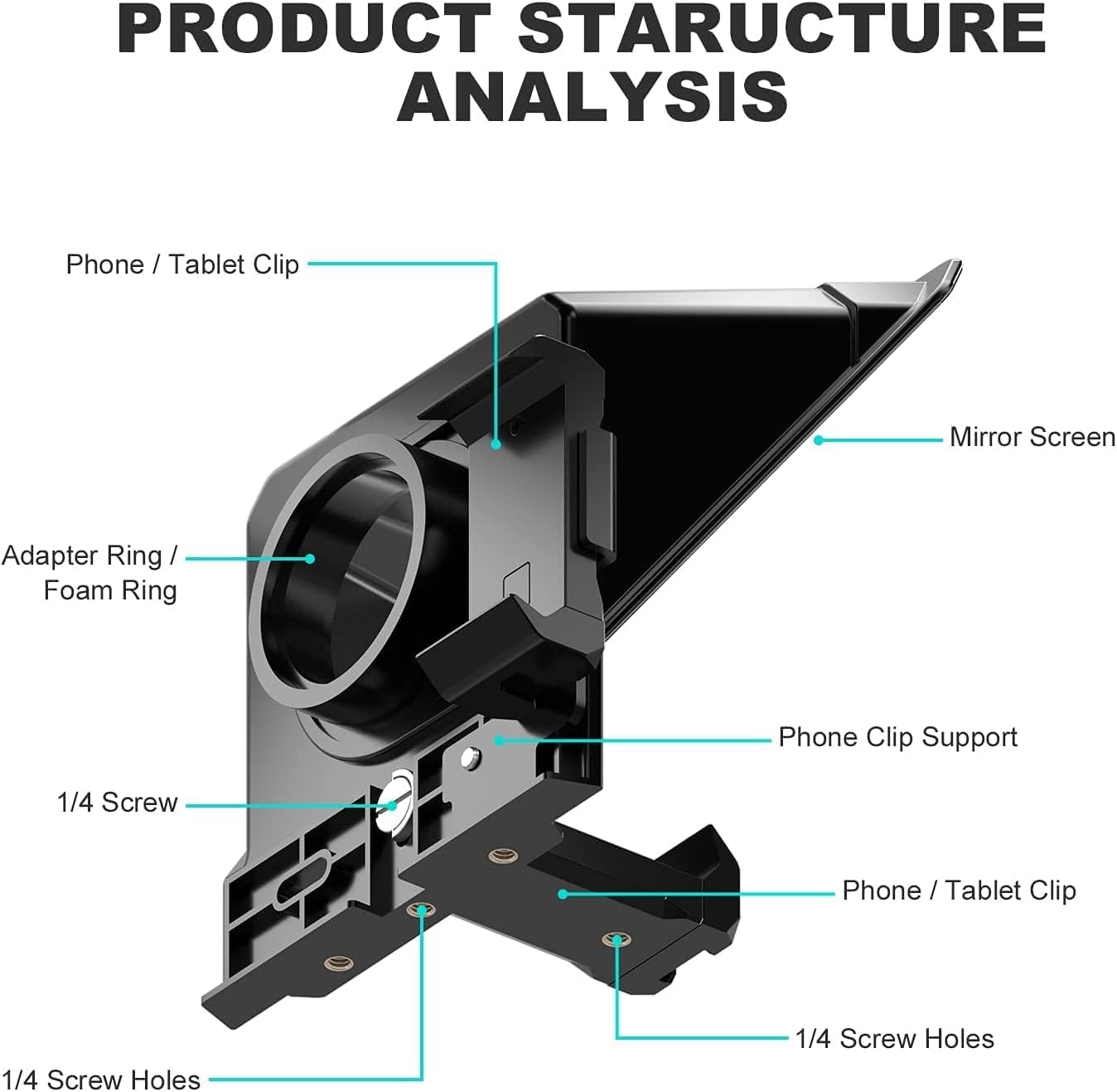 Gvm Teleprompter Portable For Ipad, Tablet, Smartphone & Dslr Cameras, Teleprompter Kit With Remote Control & Flexible Holder, T
