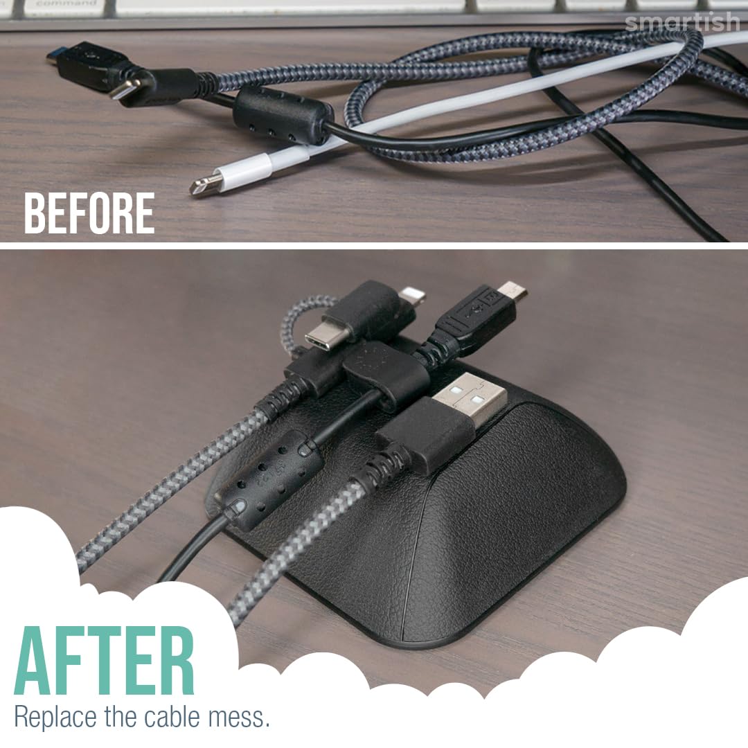 Smartish Magnetic Cord Holder   Cable Wrangler Organizer With Magnet Clips For Charger Management On Desktop, Nightstand, Or Sid