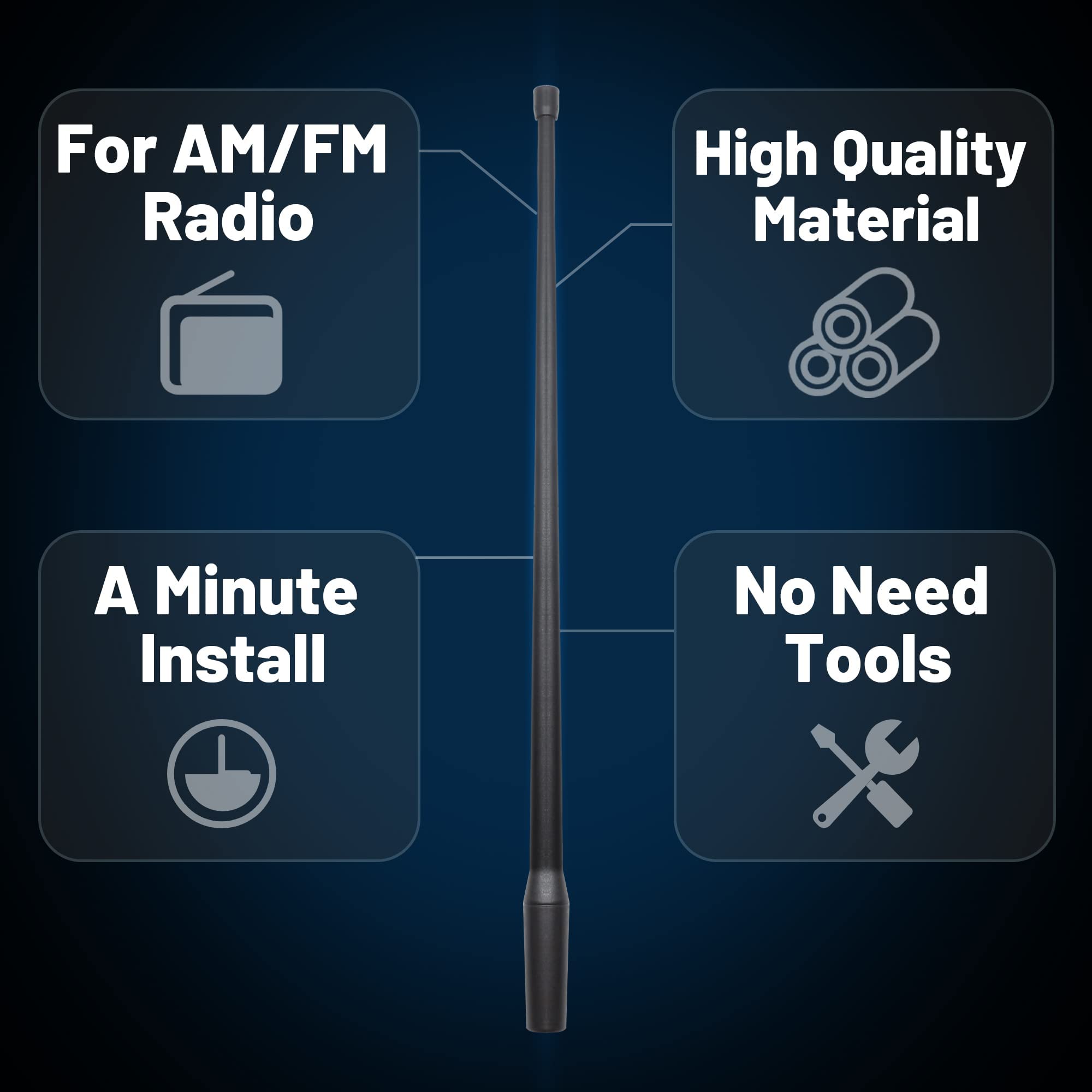 Anina 13' Antenna Mast Compatible With 2004 2022 Jeep Wrangler Jk Dodge Avenger Chrysler 300 Durable Flexible Replacement Car Washproof Fm/Am Radio Antenna