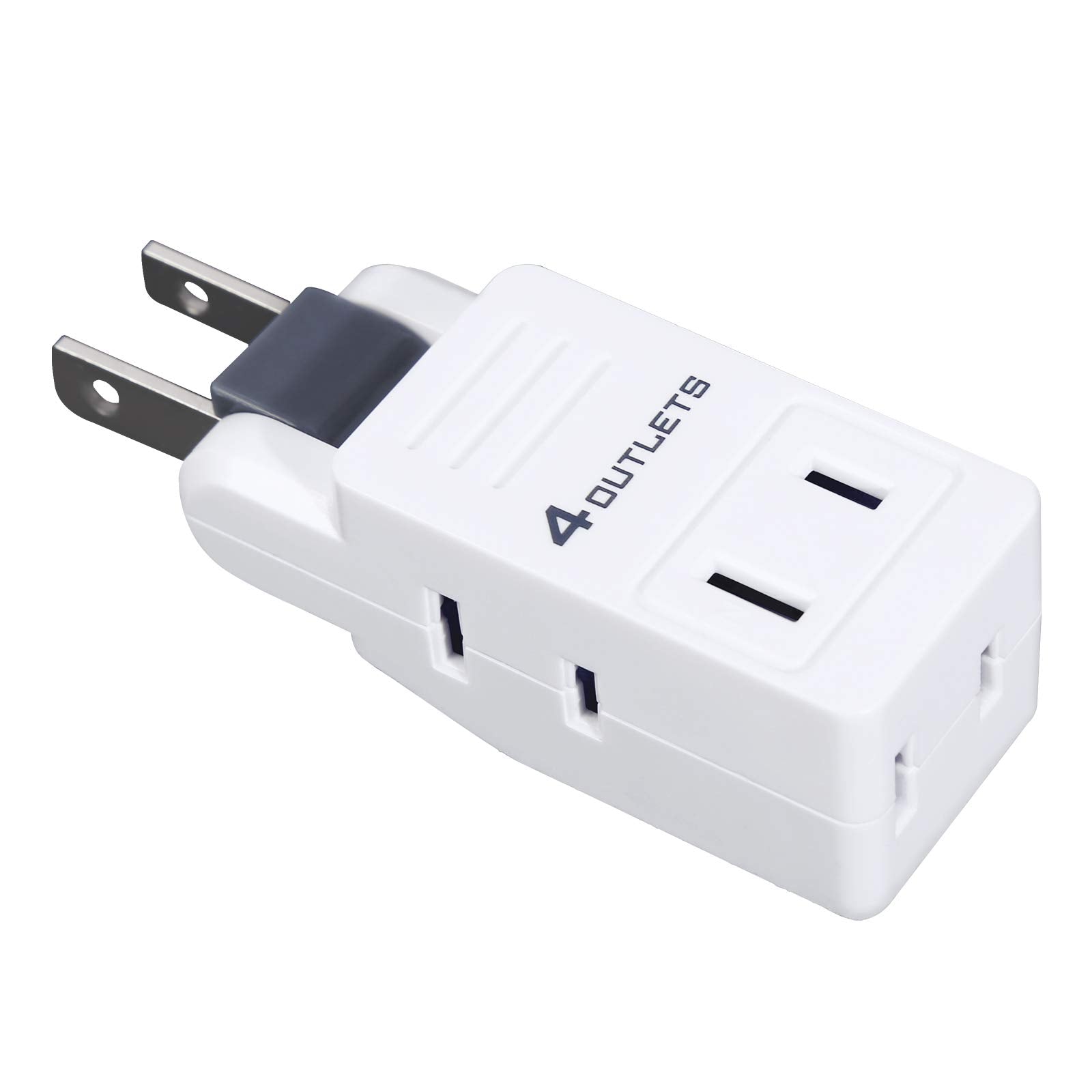 Sycon 2 Prong Swivel Wall Adapter, Electrical 4 Way Outlet Expander Plug, Multi Plug Extender Splitter, Multiple Ungrounded Mini