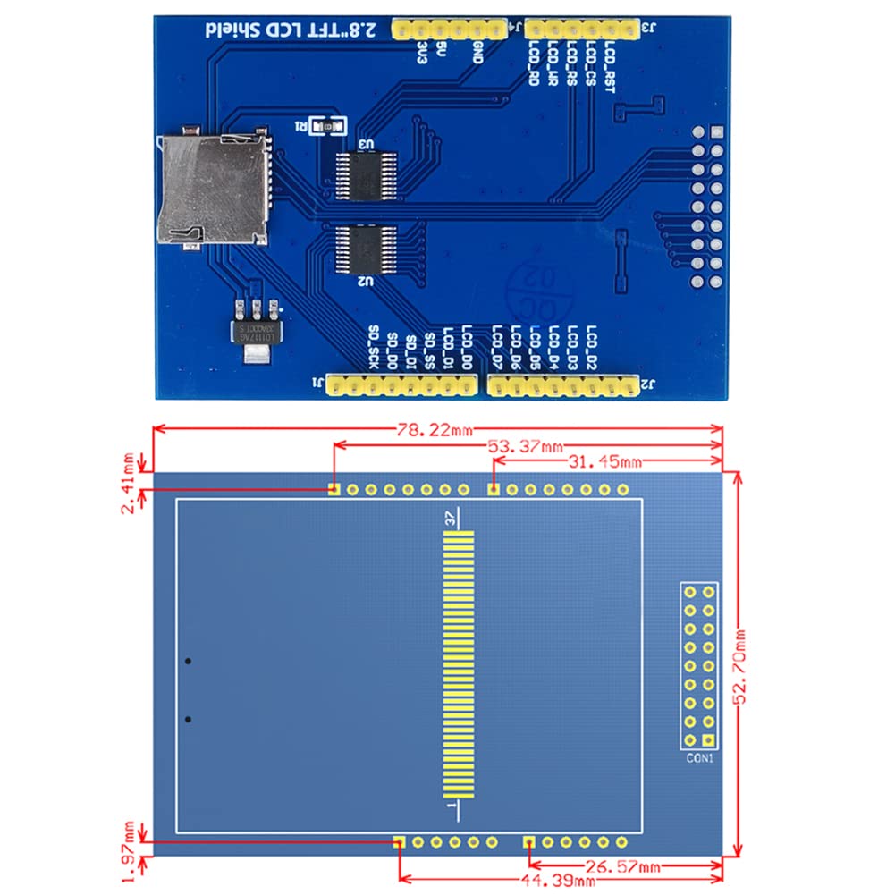 Diymalls 2.8'' Tft Lcd Display Module 5V/3.3V Ili9341 Resistive Touchscreen 320X240 8 Bit Parallel Interface W/Sd Card Slot For