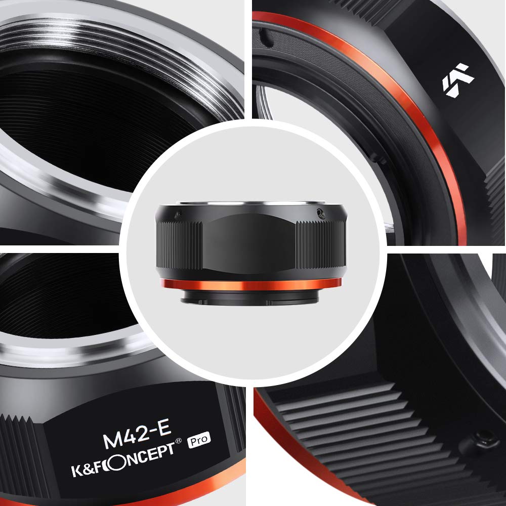 K&F Concept Lens Mount Adapter Comaptible For M42 Lens To Sony Nex Alpha E Mount Camera Compatible With Sony Alpha Nex 7 Nex 6 Nex 5N Nex 5 Nex C3 Nex 3 With Matting Varnish Design