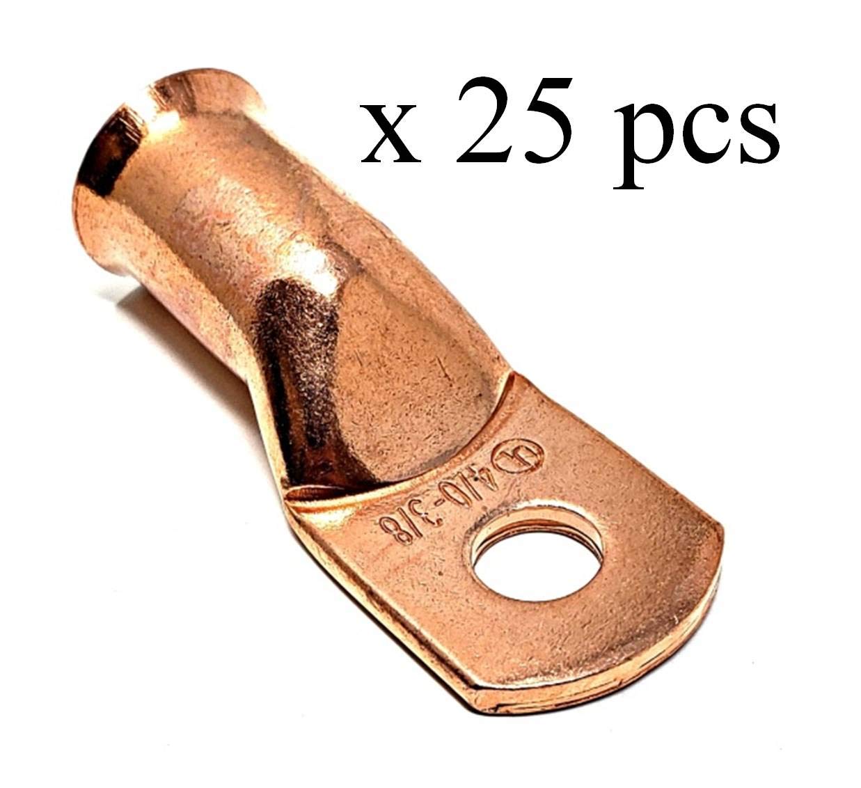 25 Pcs Wni 4/0 Gauge X 3/8 Pure Copper Battery Welding Cable Lug Connector Ring Terminals