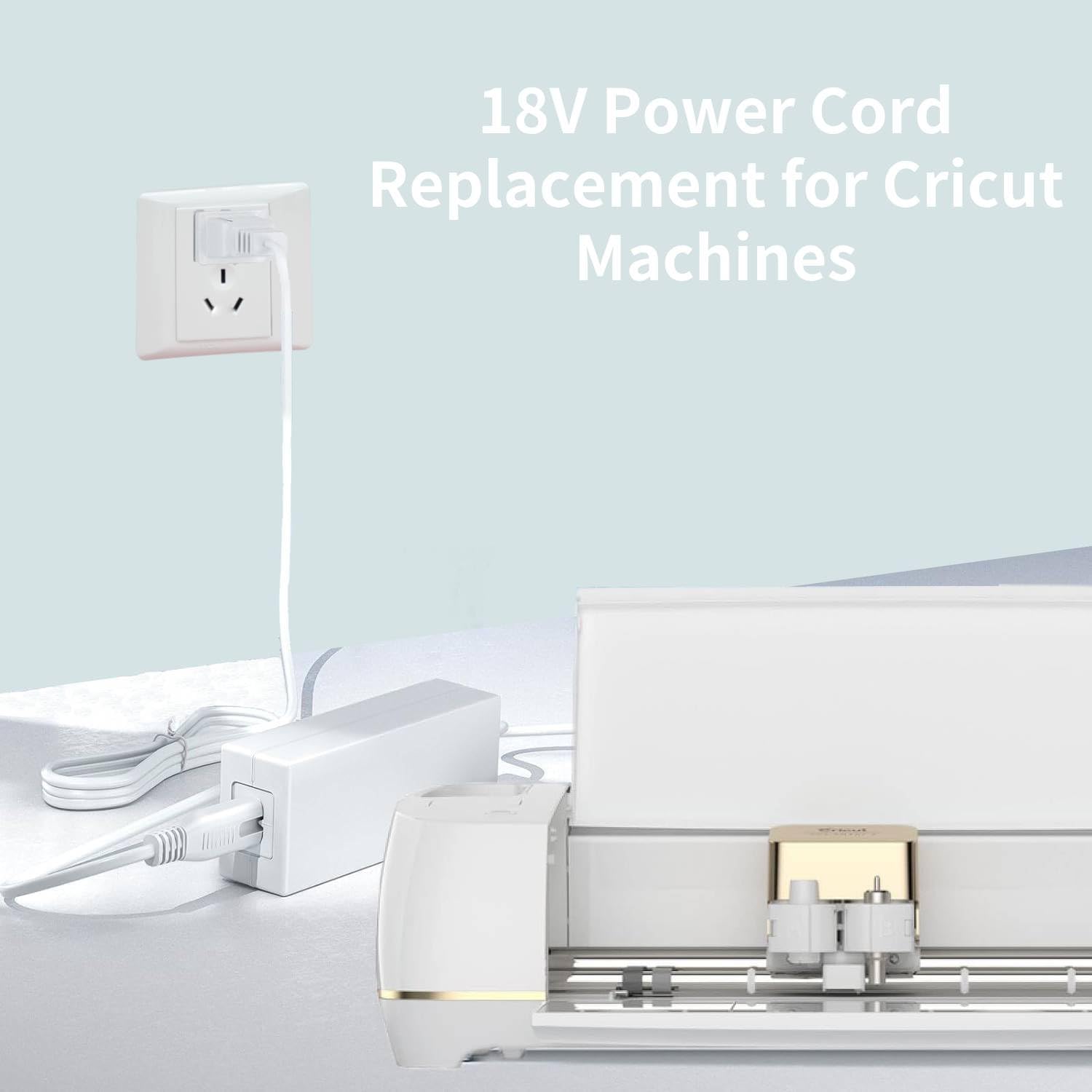 HCHNH Power Cord for Cricut Explore Air 2 - 18V AC DC Adapter, White, Compatible with Maker/Expression 2/Explore/Explore One