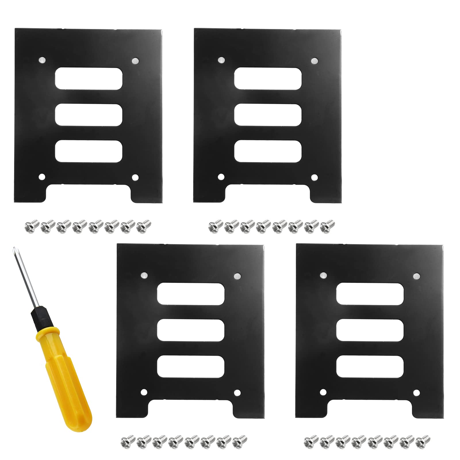Suiwotin 4Pcs Ssd Bracket 2.5 To 3.5 Adapter, Ssd Hdd Hard Disk Drive Bays Holder, Ssd Mounting Bracket Kit Metal Mounting Brack