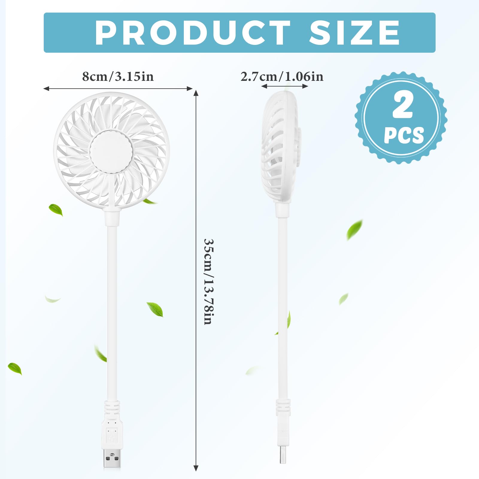 Tujoe 2 Pcs Usb Fan Mini Portable Fan For 360 Degree Rotation Usb Desk Fan Small Personal Fan Compatible With All Usb Outputs Su
