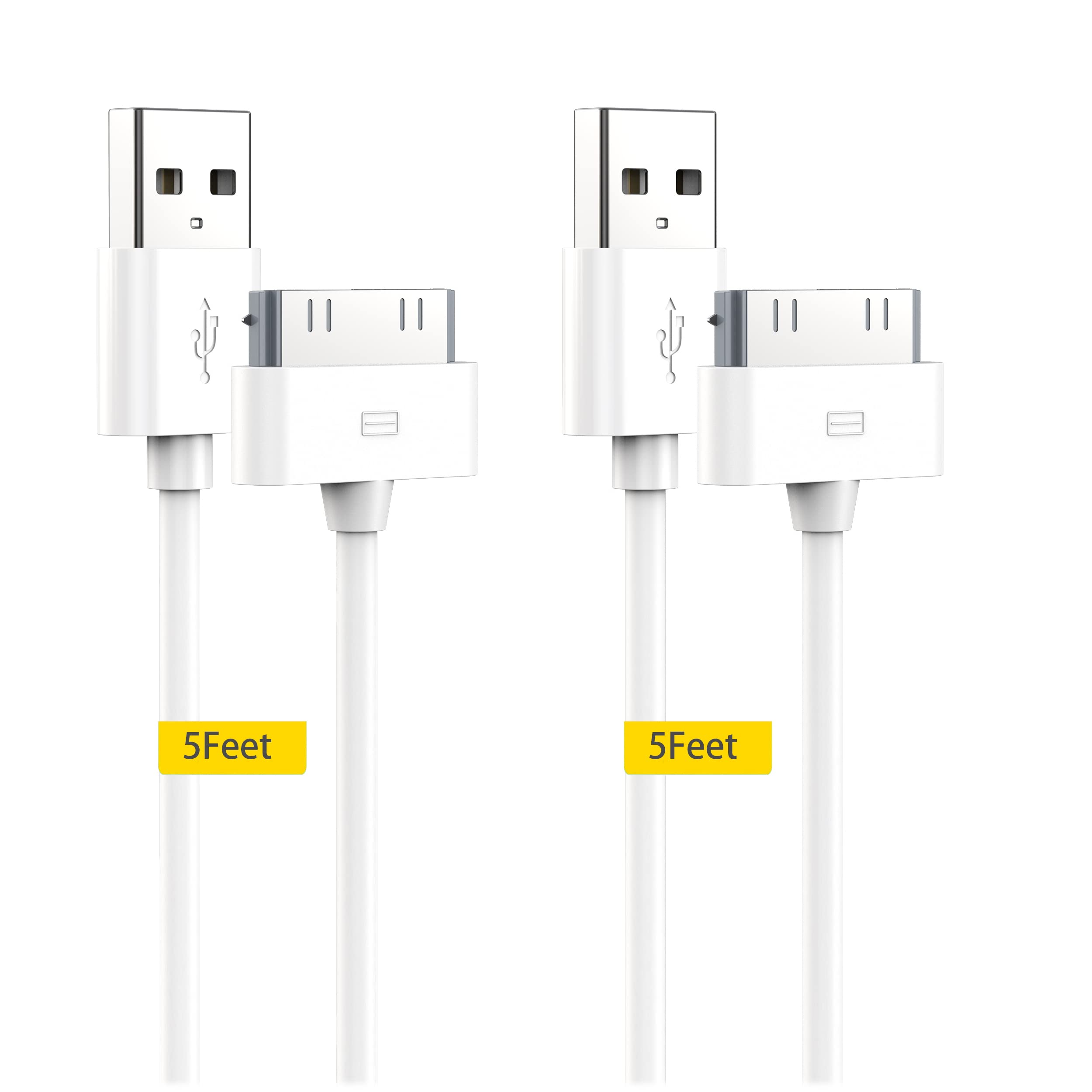 Iphone 4 4S Charger Cable Ipad Charger, 2Pack 5 Feet Certified 30 Pin Charging Cable Compatible For Ipad 1/2/3, Iphone 4/4S, Iphone 3G/3Gs, Ipod Nano 5Th/6Th And Ipod Touch 3Rd/4Th Gen