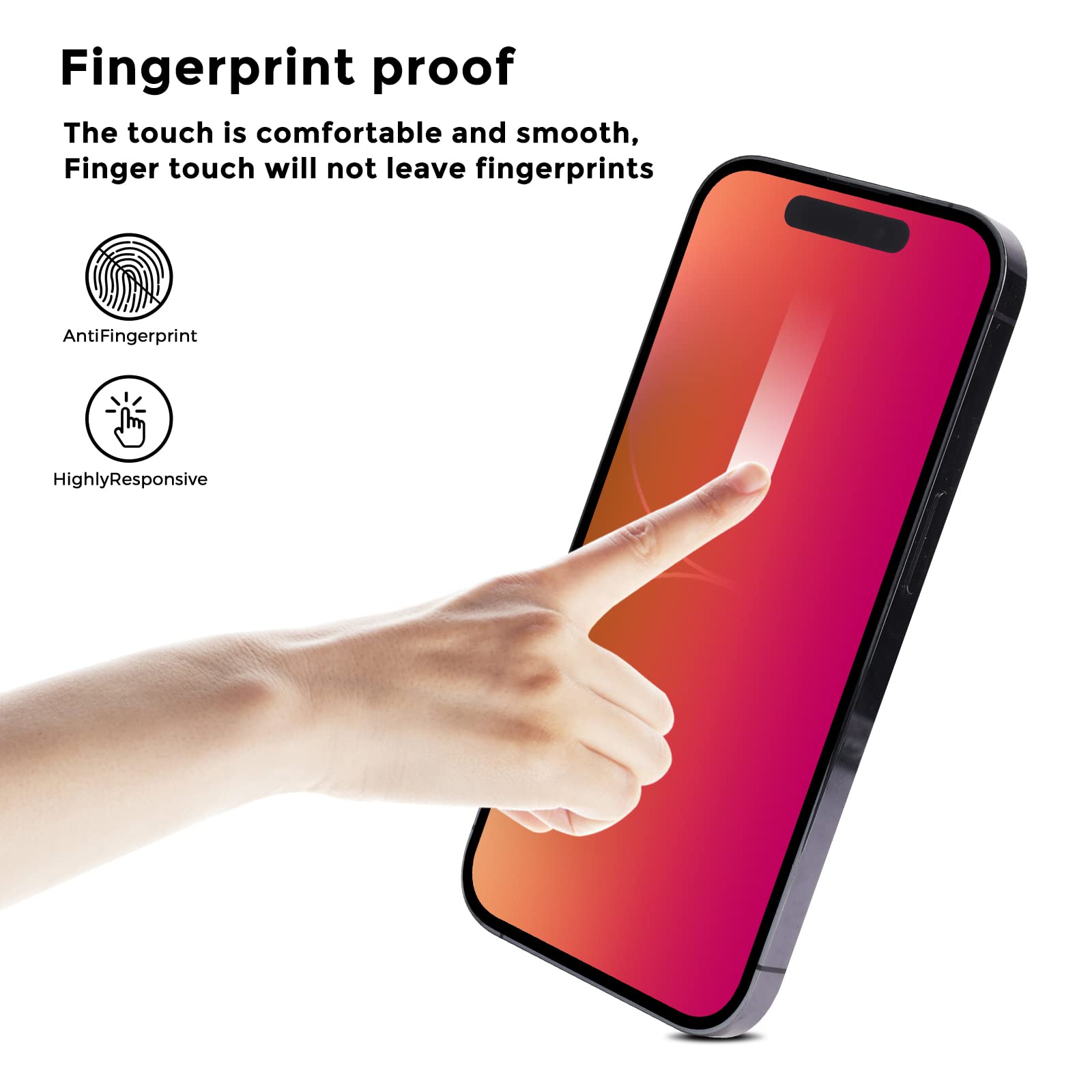 JIEYKJO Privacy Screen Protector Anti-Spy Anti-Blue Light Anti-Glare for iPhone 14 Pro Max / 15 Plus Dazzling Red