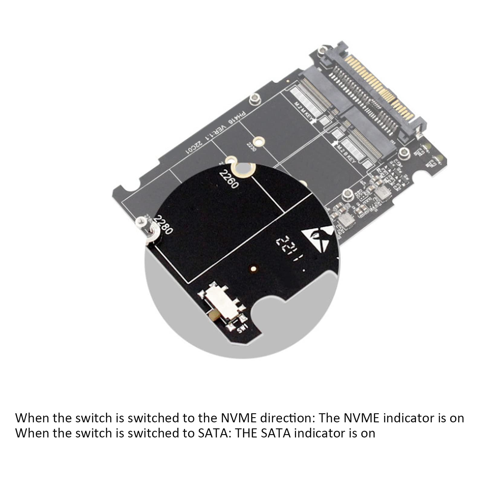 Ngff M Key To M.2 Nvme Ssd Enclosure, 2.5 Inch Ssd Hard Disk Box, Ngff M.2 Nvme Pcie 4.0 X 4 Sata 6G U.2 Sff8639, Easy To Instal