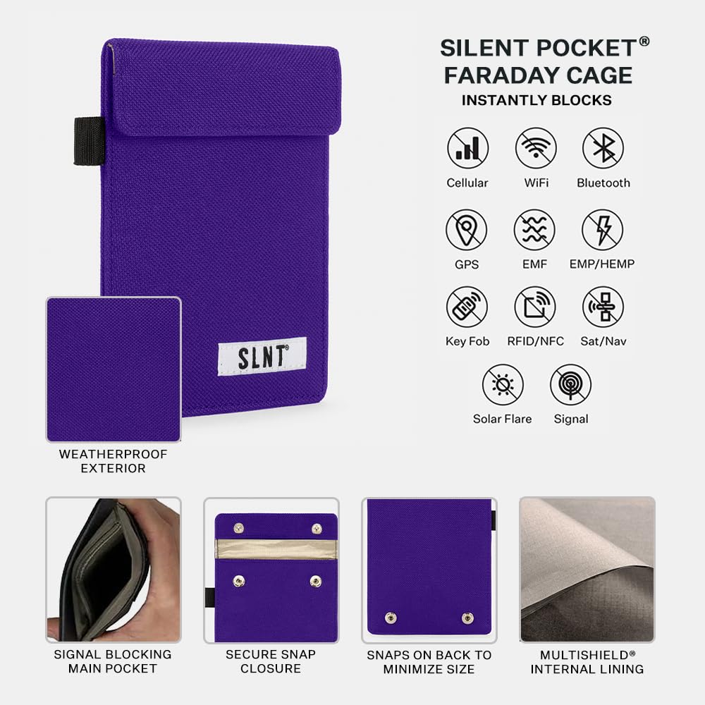 Slnt Signal Blocking Faraday Key Fob Case With Silent Pocket   Car Anti Theft Device Shields Against All Signal Types, Includes