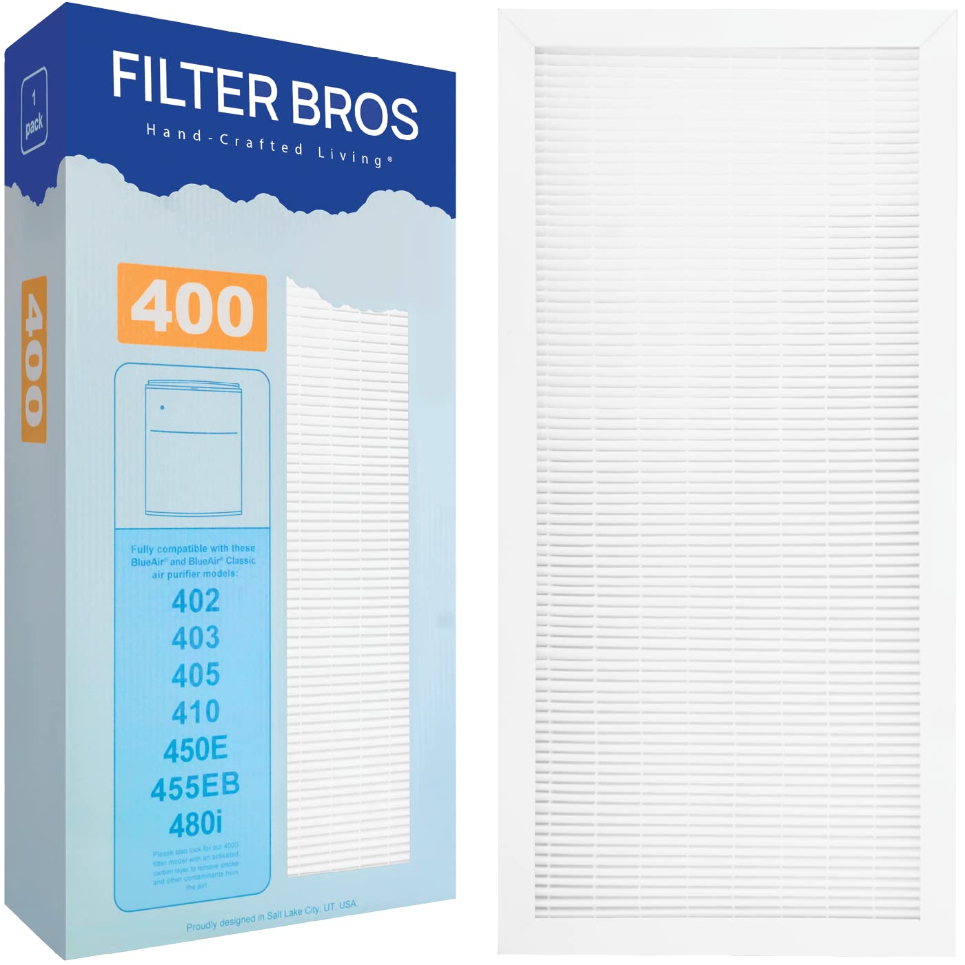 Filter Bros Replacement 400 Classic Hepa Particle Filter Fits Blueair 480I