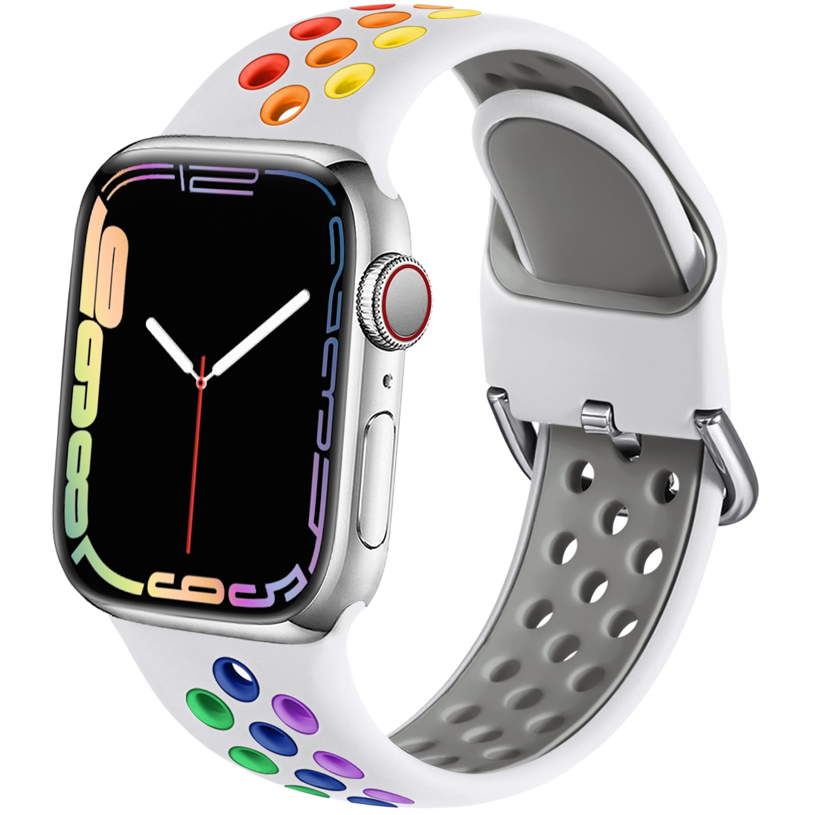 Muranne Sport Band Compatible With Apple Watch 38Mm 40Mm 41Mm 42Mm 44Mm 45Mm 49Mm For Women Men, Breathable Soft Silicone Replac