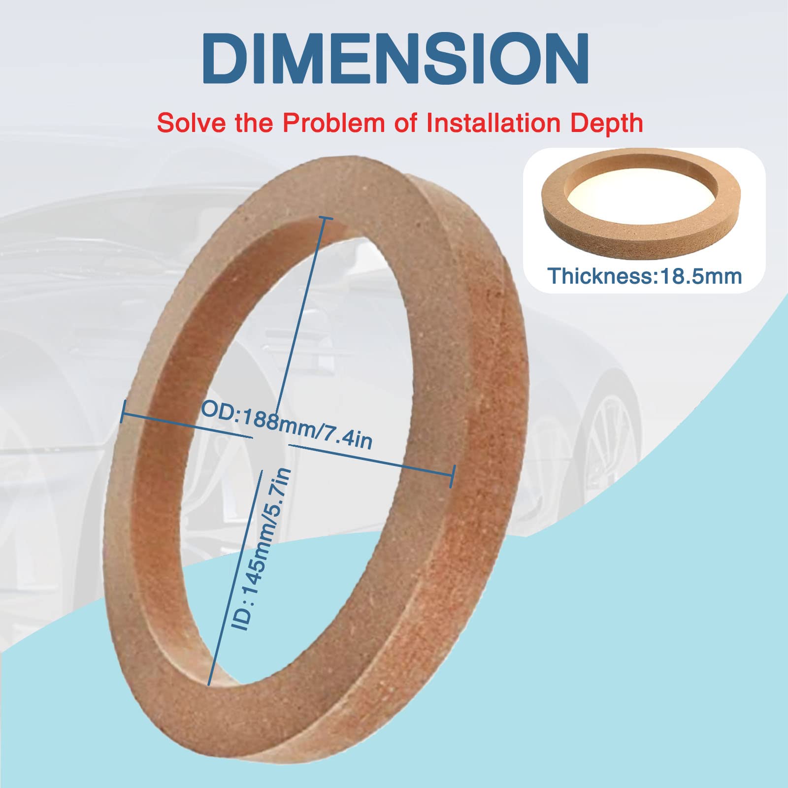 Aicars Universal 6.5 Speaker Spacer: 2  6.5 Speaker Spacer Wooden Mdf Speaker Rings For Cars/Boats/Trucks/Rv