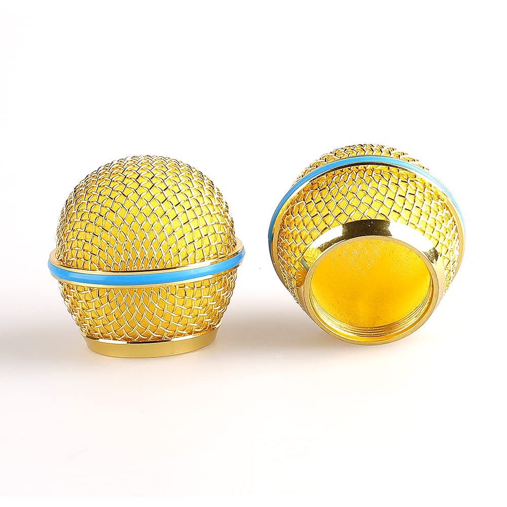 2X Zramo Microphone Ball Head Mesh Grill For Performance Plus Sm58 Beta58 Sm58Lc Style Gold Mesh Oem Replacement Microphone Gril