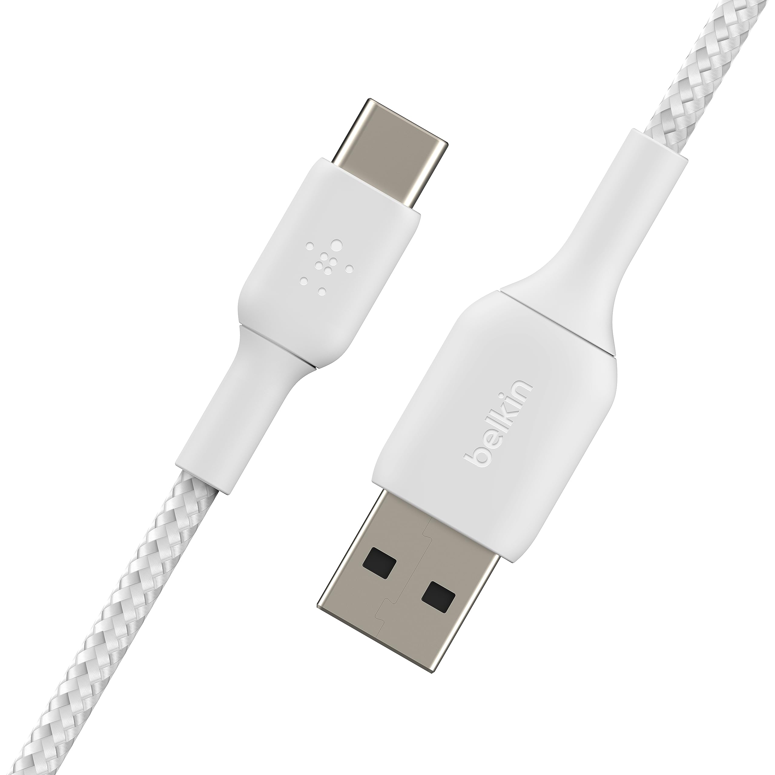 Belkin BoostCharge Braided USB C to USB A Cord (1M/3.3ft) for iPhone 16 Series, Samsung Galaxy S25 Series, Note20, Google Pixel 9 & 8, iPad Pro, Nintendo Switch, Carplay, & More   White