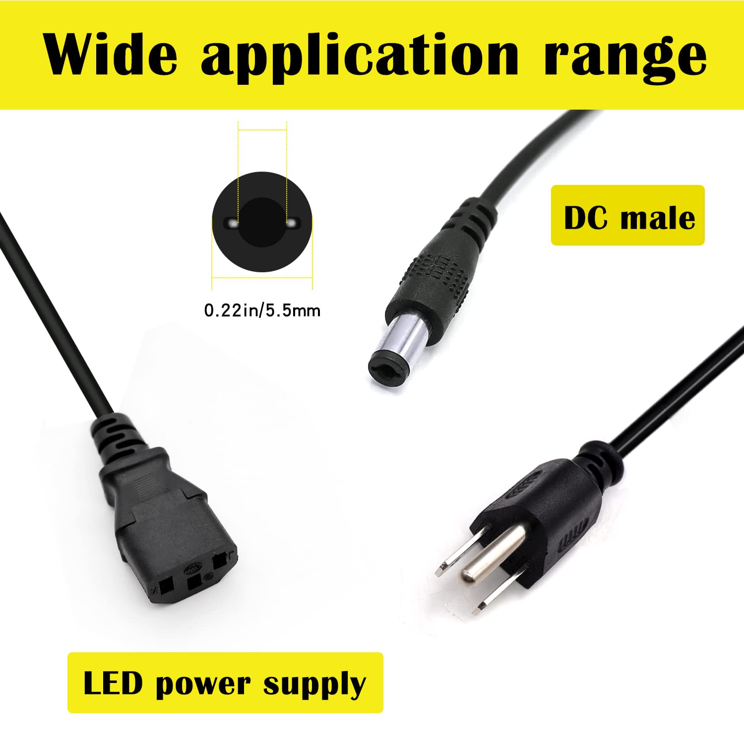 Tnuocke 3 Prong Security Camera Power Adapterm,12V 5A 100V 240V Camera Power Adapter 8 Way Power Splitter Cable For Cctv/Camer/D