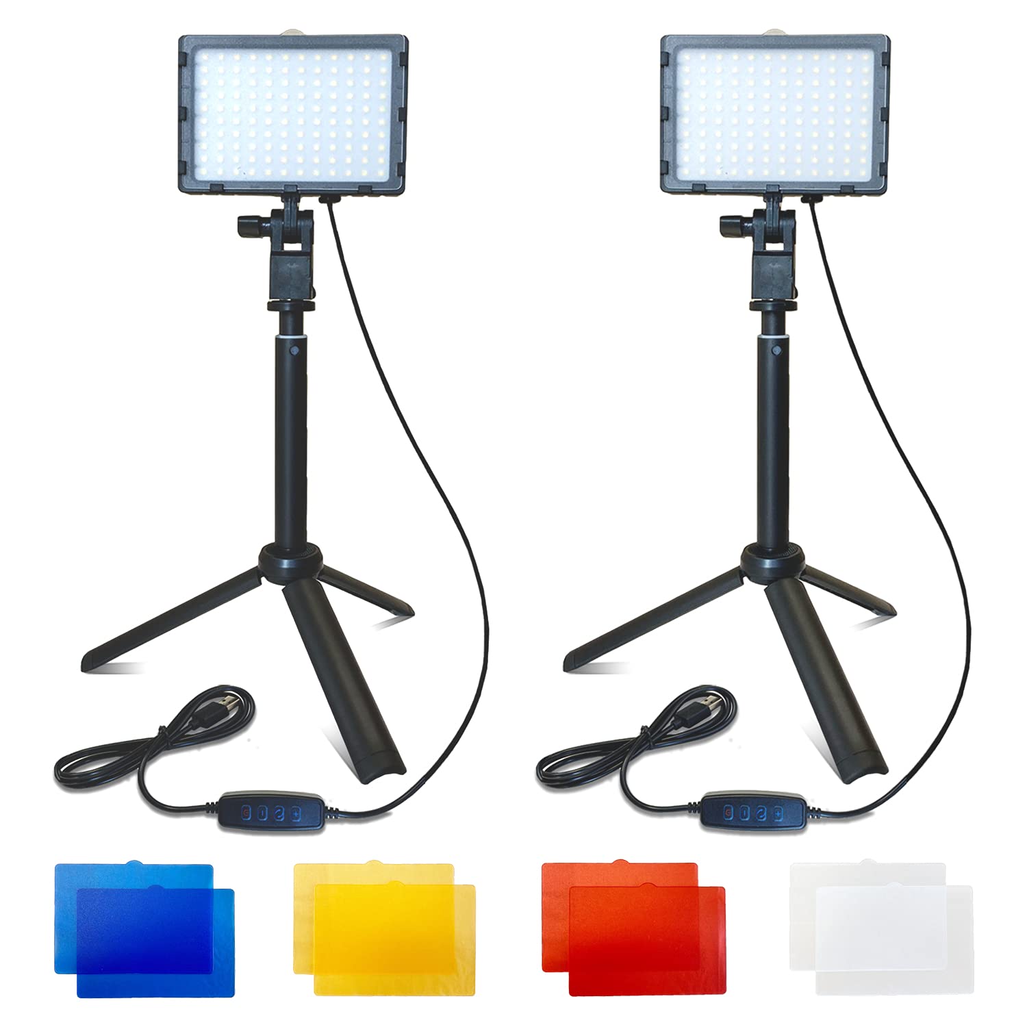 Fugetek Led Video Lighting Kit, 2 Pack, Portable, Adjustable Low Angle, Usb Powered, Desktop Tripod Stand 10    20   , Dimmable,