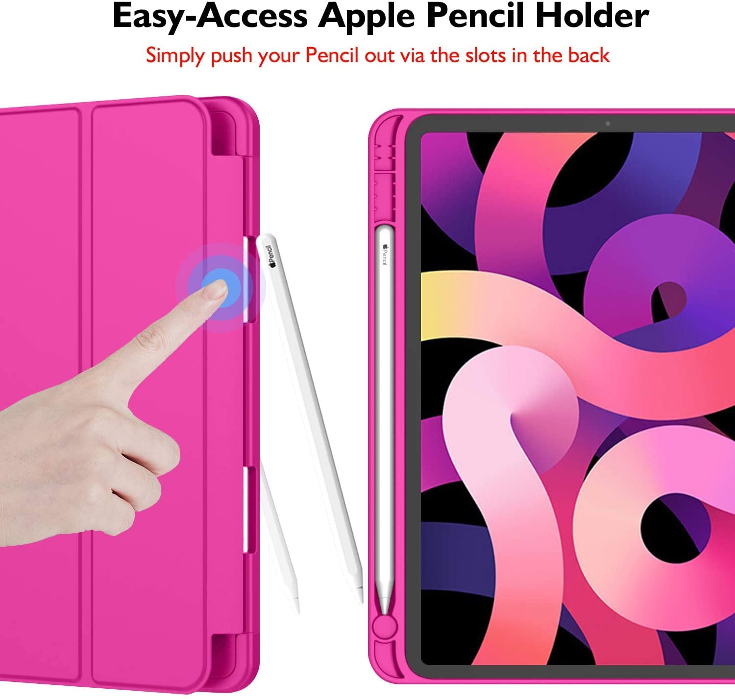 Imieet Ipad Air 11 Inch Case M3(2025) / M2 (2024), Ipad Air 5Th/4Th Generation Case 2022/2020 10.9 Inch With Pencil Holder,Trifold Stand Smart Case With Soft Tpu Back(New Rose Red)