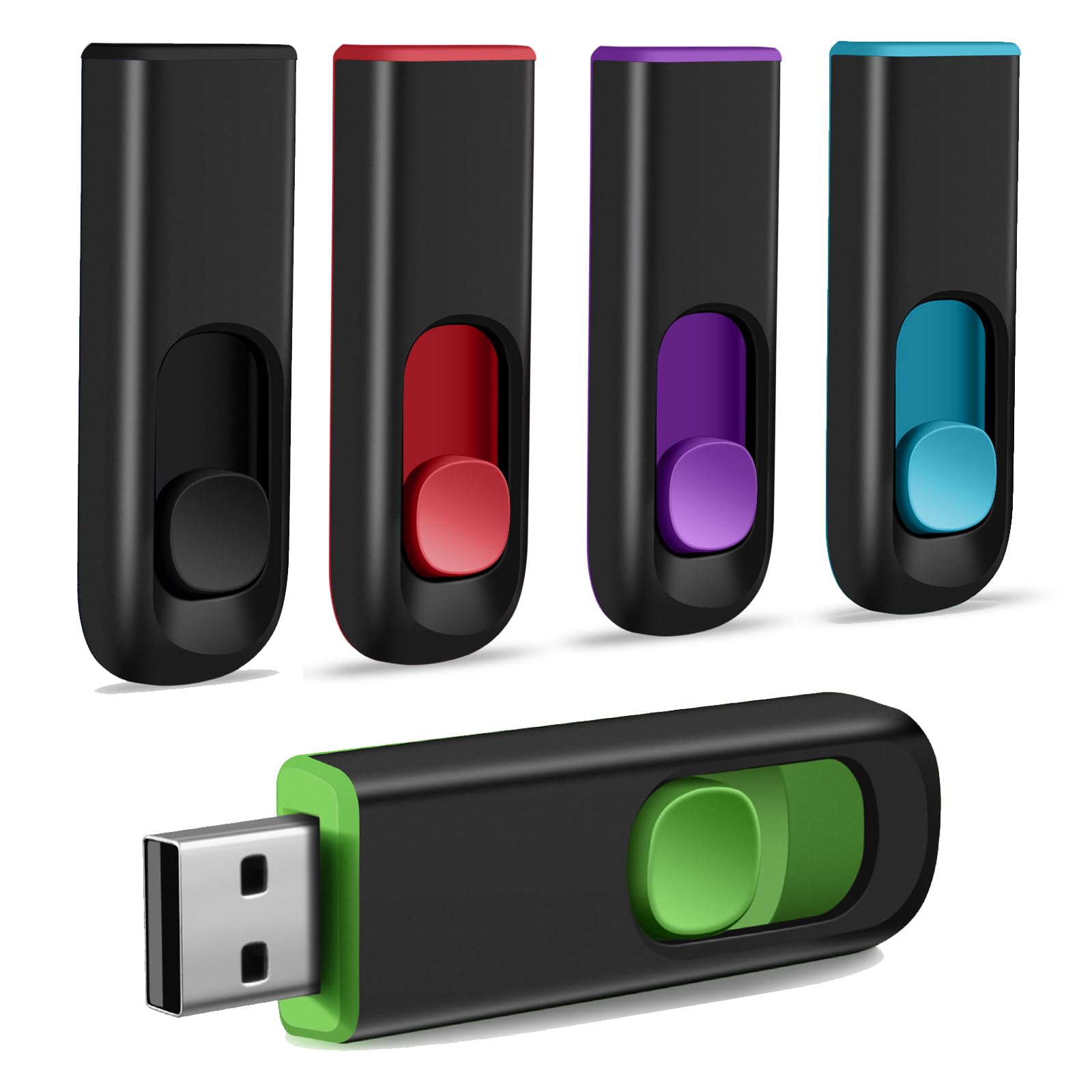 Makactua 5 Pack 32Gb Usb Flash Drive, Usb 2.0 Memory Stick Thumb Drive Pen Drives Jump Drive For Data Storage Multiple Color