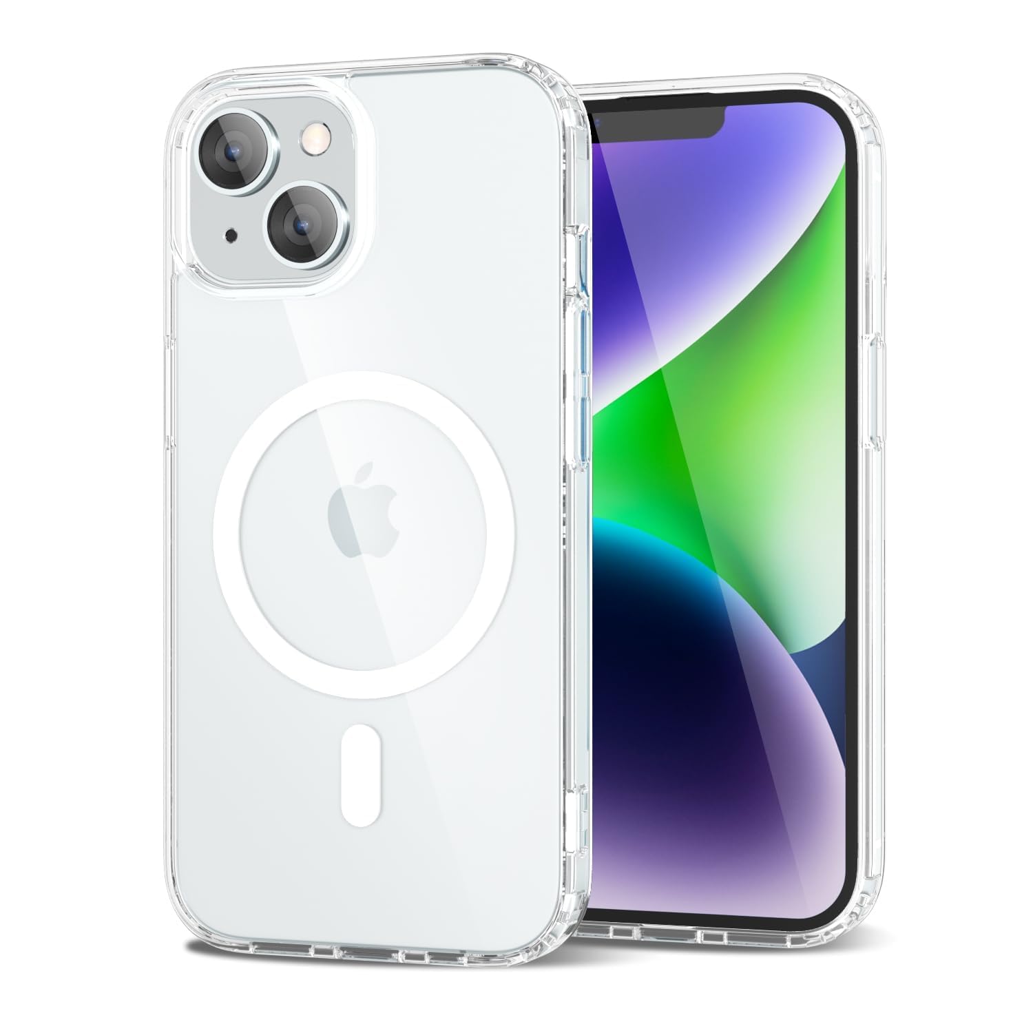 oakxco for iPhone 14 Case Clear Magnetic Compatible with Magsafe, Cute Thin Slim Transparent Non-Yellowing TPU Bumper, Shockproo