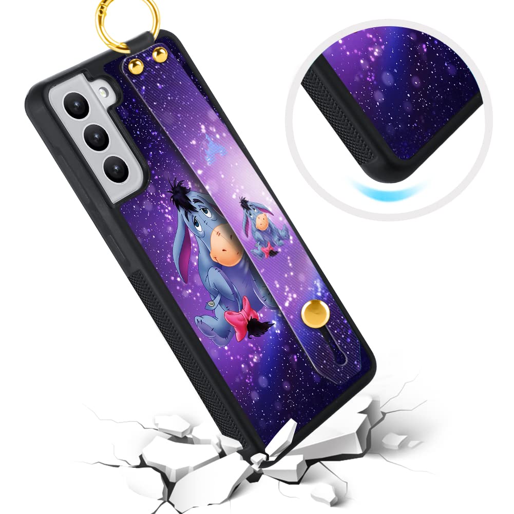 Cuwana Cartoon Case For Samsung Galaxy S22 Case 6.1 Inch Cute Purple Eeyore Cartoon Character Design With Lanyard Wrist Strap Ba