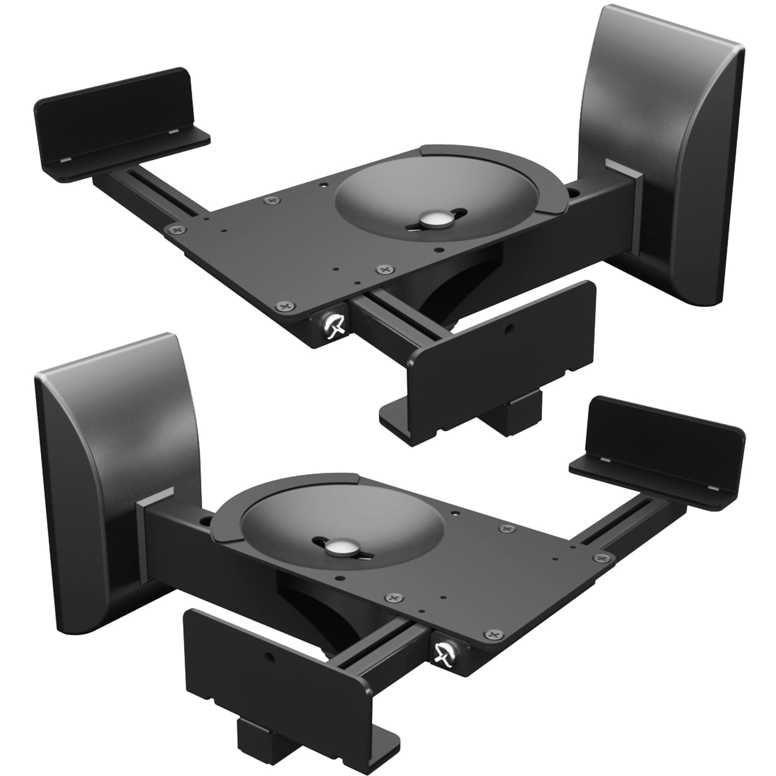 Suptek Dual Side Clamping Bookshelf Speaker Wall Mounting Bracket For Large Surrounding Sound Speakers, Hold Up To 66Lbs Black S