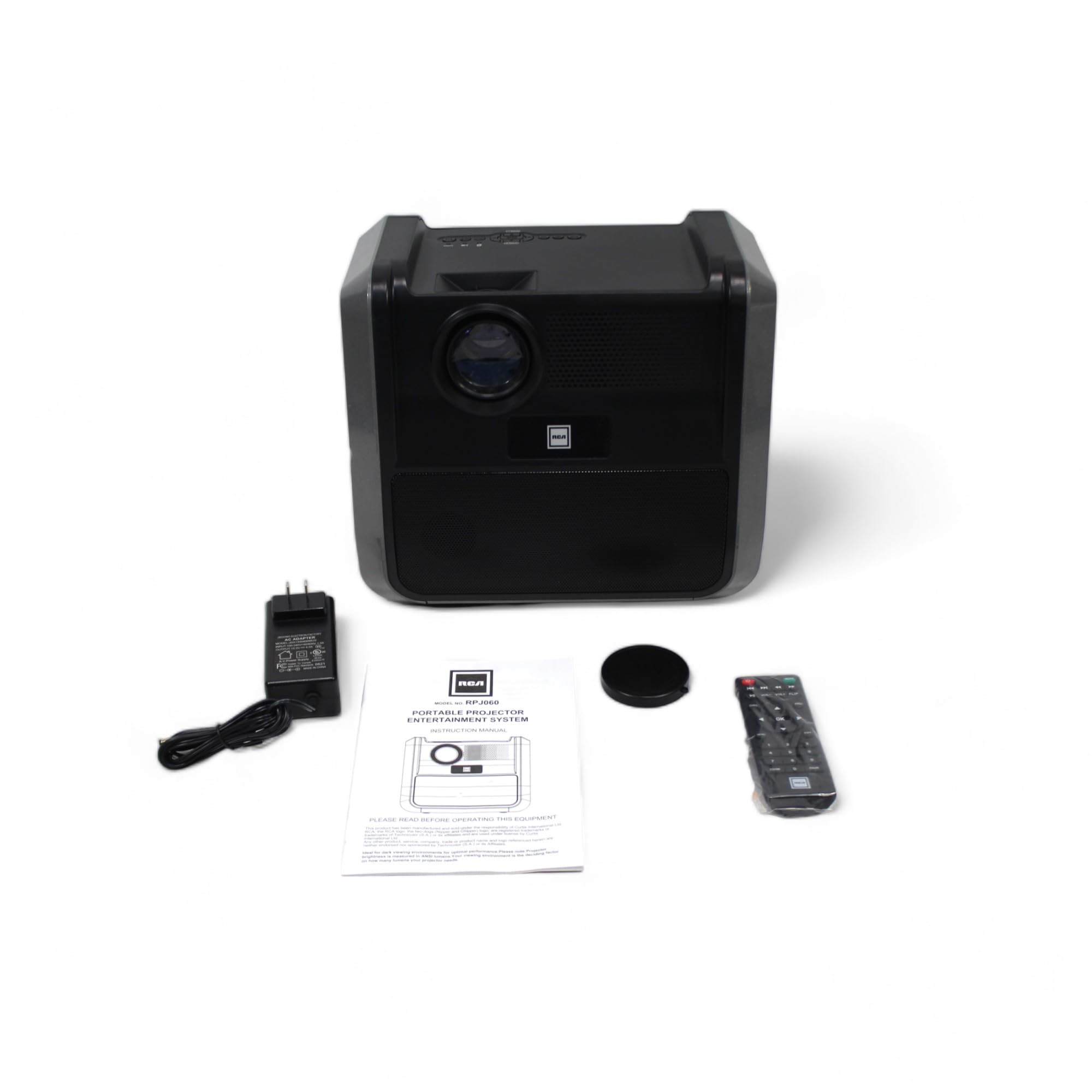 Rca - Rpj060 Portable Projector Home Theater Entertainment System - Outdoor, Built-In Handles And Speakers, Black, Graphite (Rpj