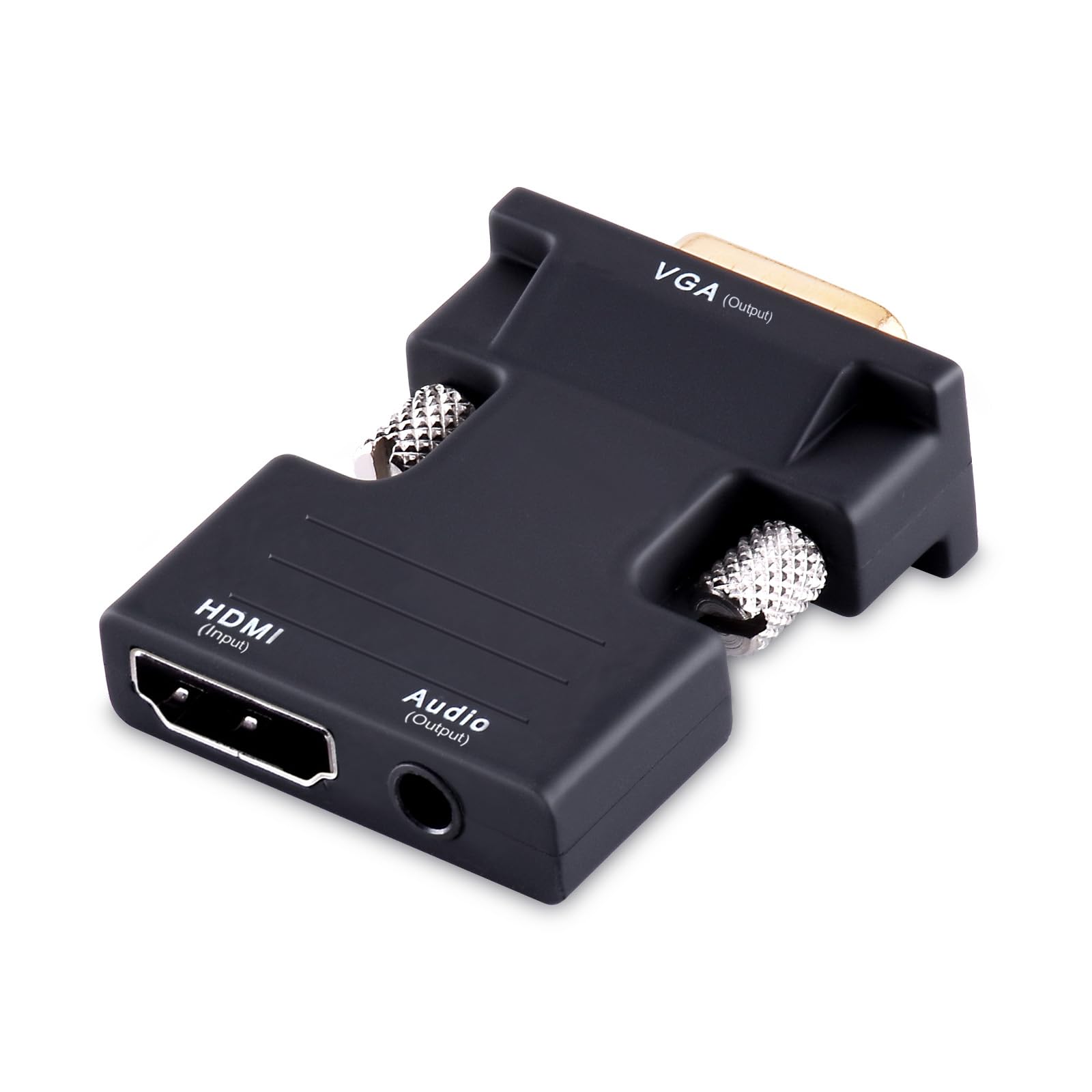 Tendak Active 1080P Female HDMI to VGA Male Converter Adapter Dongle with 3.5mm Stereo Audio Portable HDMI Connector for Laptop 