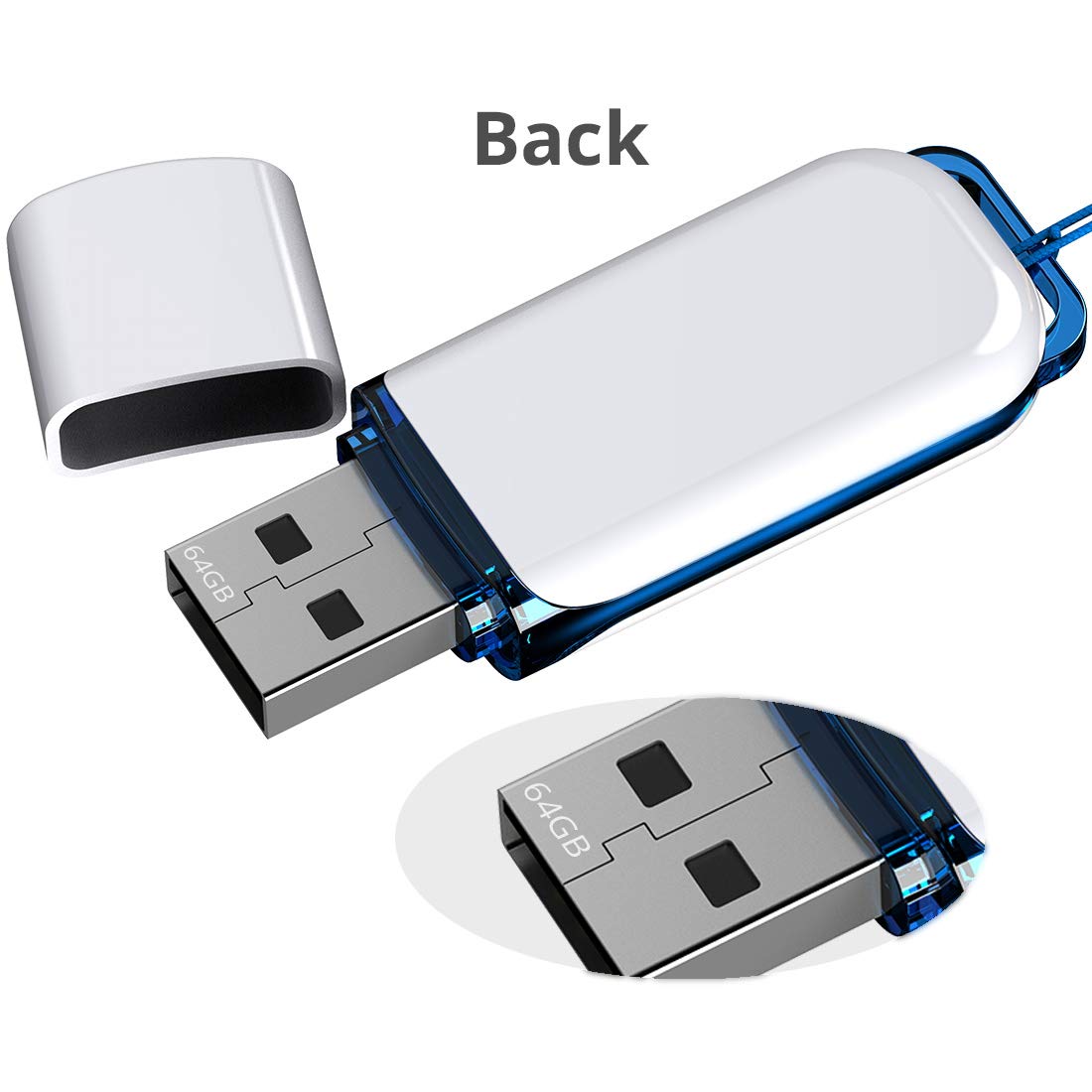 Mosdart 64Gb Usb 2.0 Exfat Flash Drive 2 Pack 64 Gb Multipack Thumb Drives Jump Drive Memory Stick With Led Light And Lanyards F