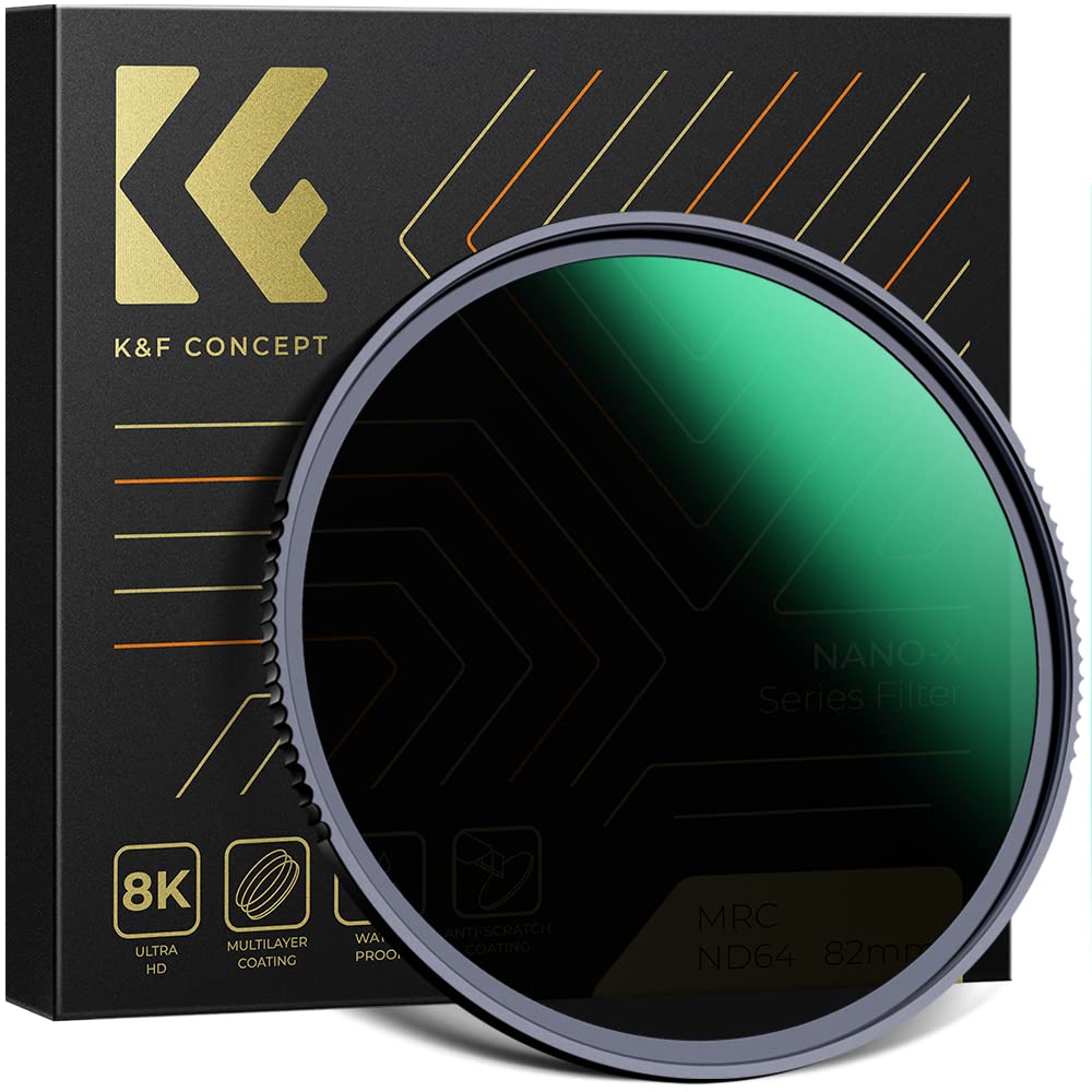 K&F Concept 62Mm Nd64 Lens Filter (6 Stop Fixed Neutral Density Filter), 28 Multi Layer Coatings Hd Waterproof Ultra Slim Nano X