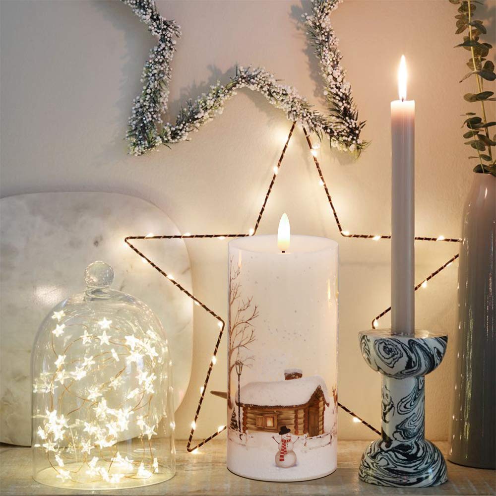 Dromance Christmas Flameless Led Flickering Candles Battery Operated With 10-Key Remote And Timer Realistic 3D Wick White Real W