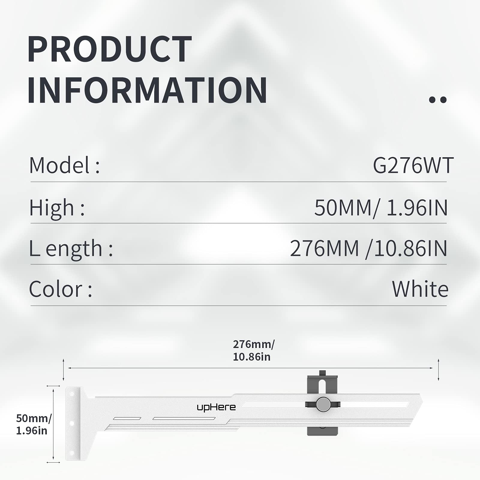 Uphere G276Wt White Graphics Card Gpu Brace Support Video Card Sag Holder/Holster Bracket,Adjustable Length And Height Support,G