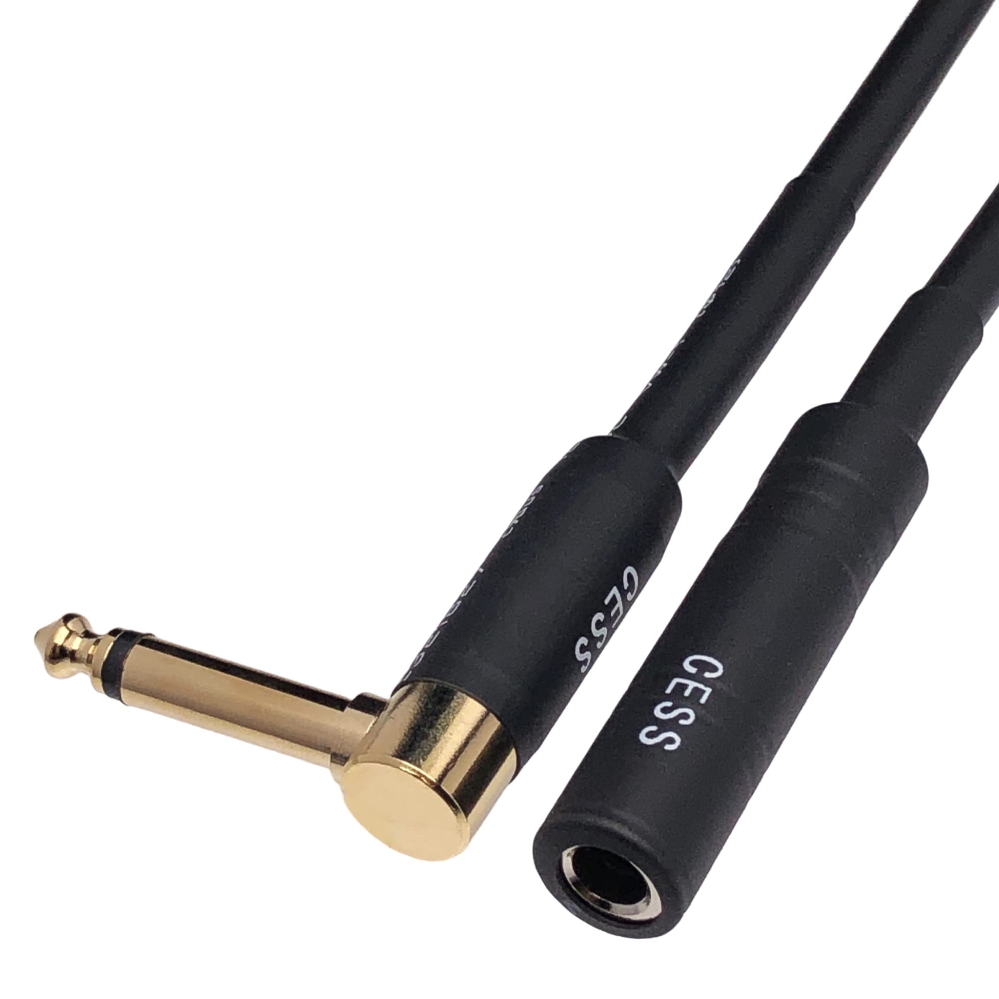 Cess 090 Low Noise Right Angle 1/4 Ts Male To Female Guitar Extension Cable, 2 Pack