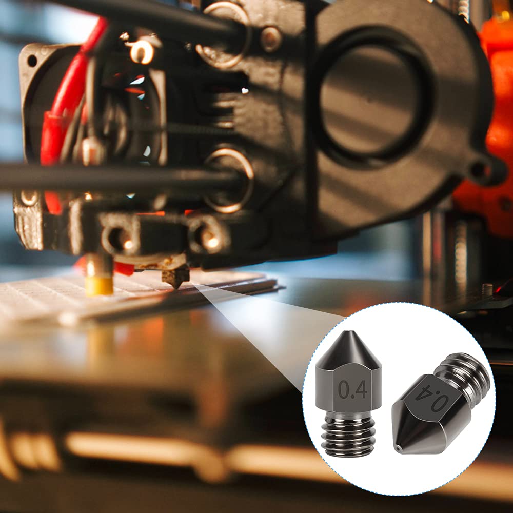 5Pcs Hardened Steel Mk8 Nozzle 0.4Mm Hotend Extruder All Metal Nozzle For Ender 3S 3 Pro, Cr 10 3D Printer 1.75Mm Filament