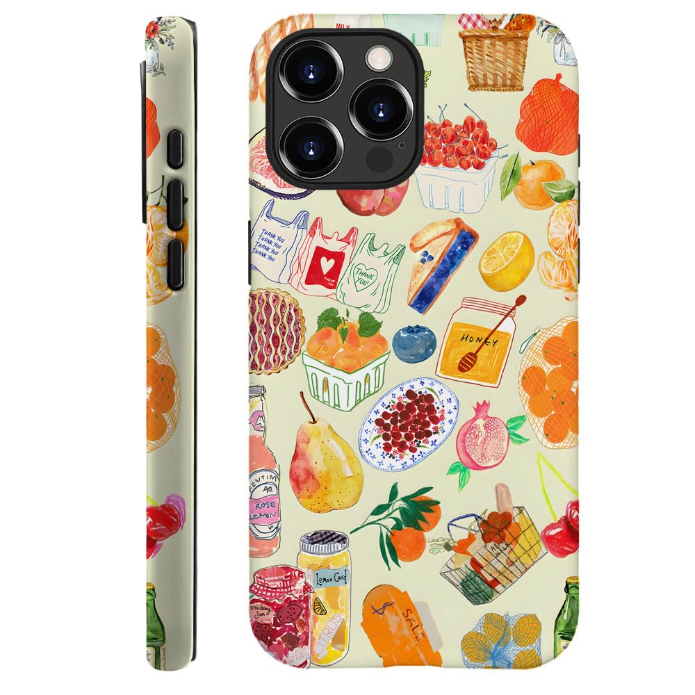 Case for iPhone 12 Pro,Fits Frosted Case Design for Girl Women,Farmers Vegetable Fruit Collage